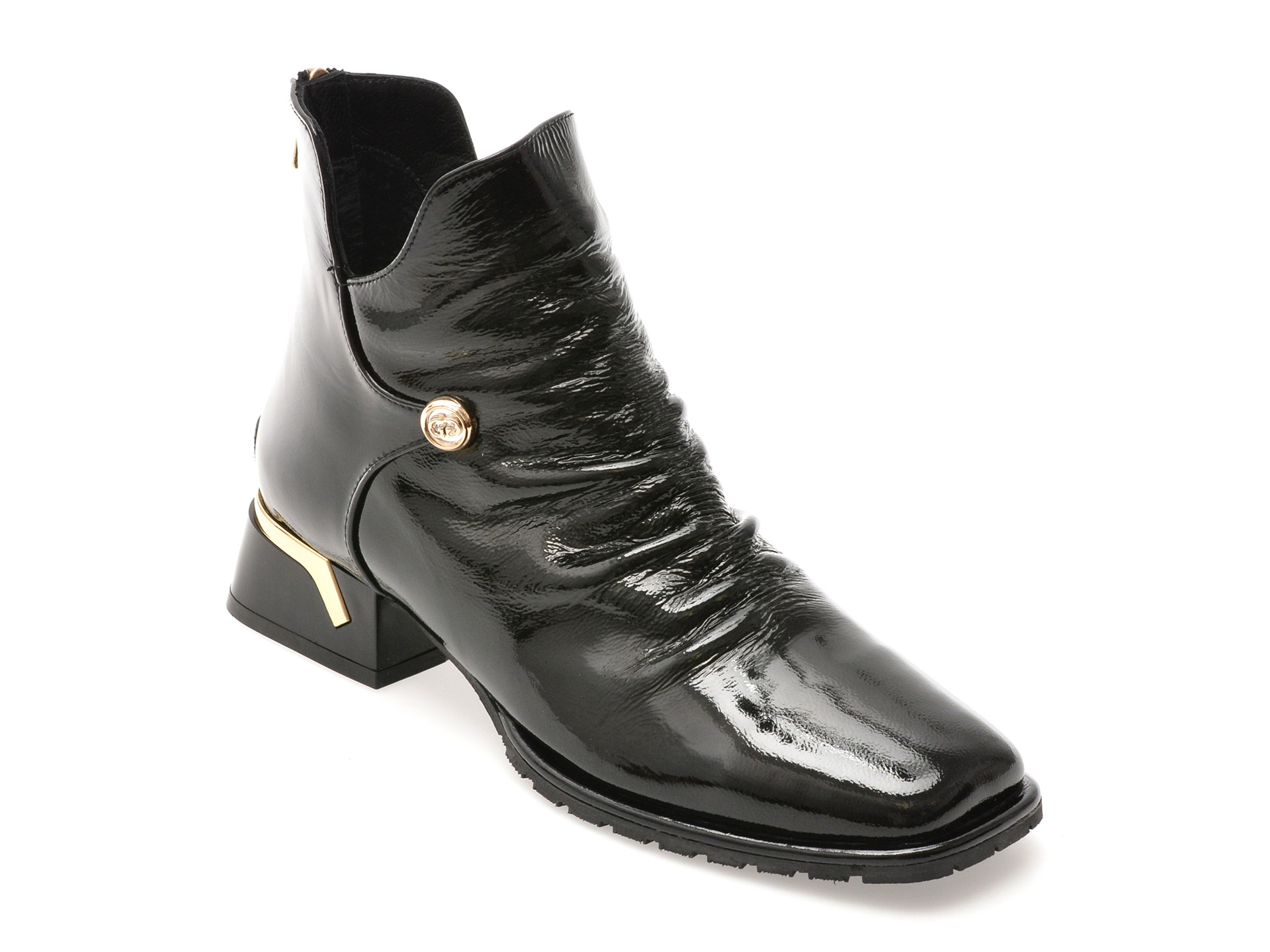 Ghete EPICA negre, 531227, din piele naturala lacuita