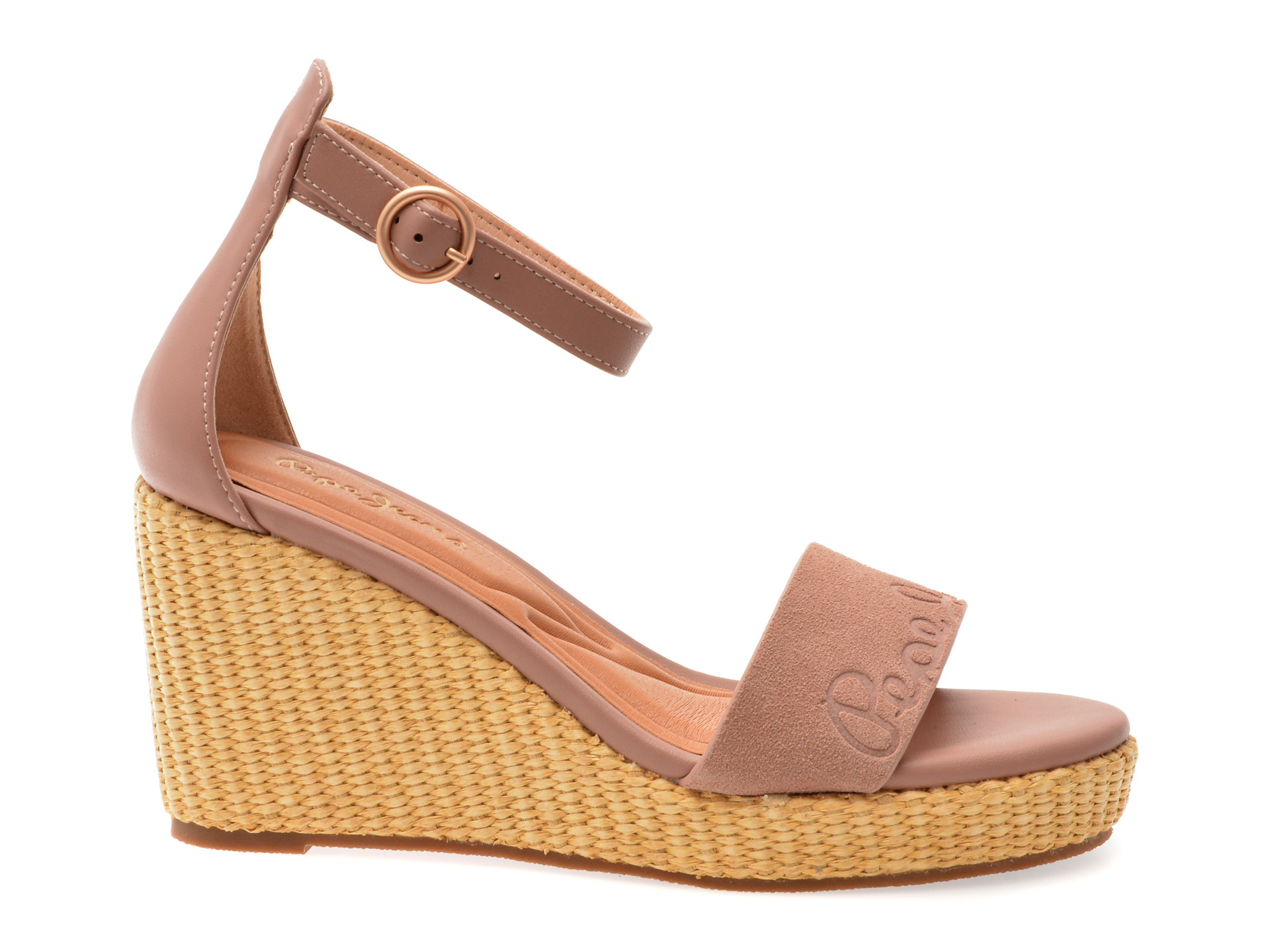 Sandale PEPE JEANS roz, WAYNA LOG, din piele ecologica