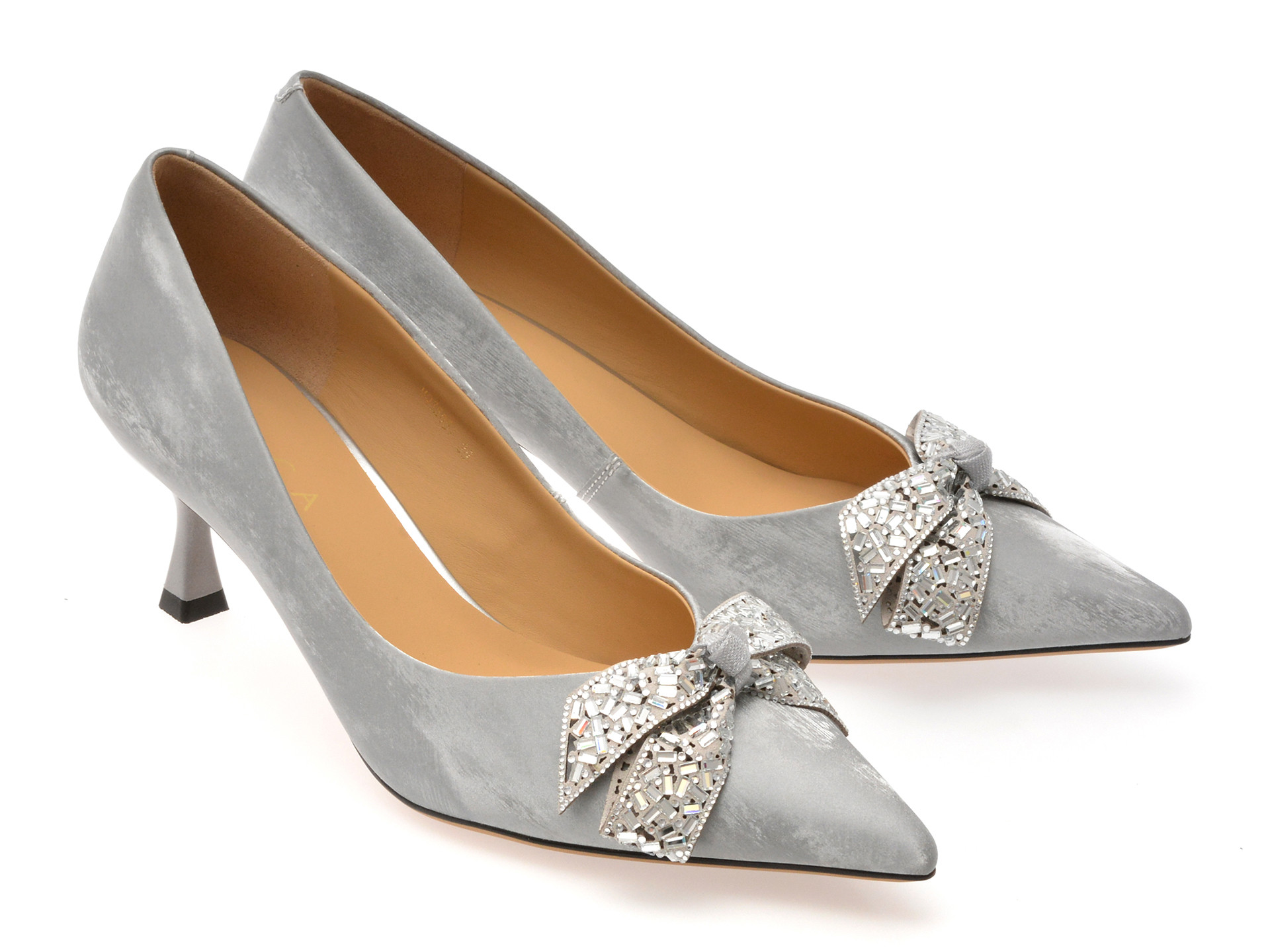 Pantofi eleganti EPICA argintii, 65057, din piele naturala