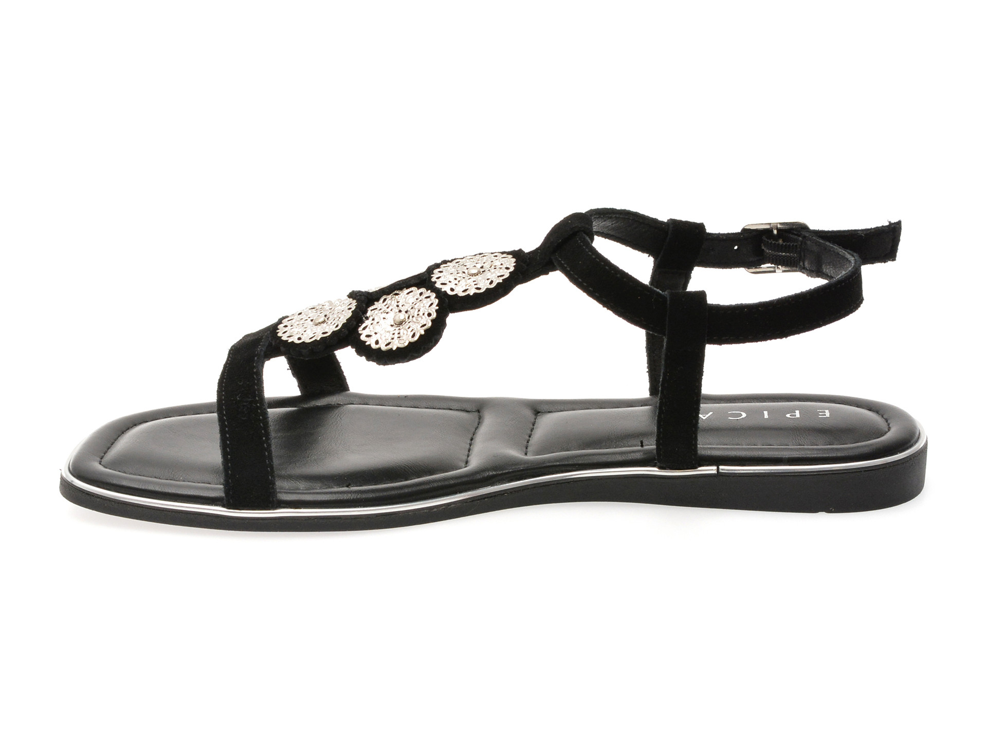 Sandale EPICA negre, 82967, din piele intoarsa