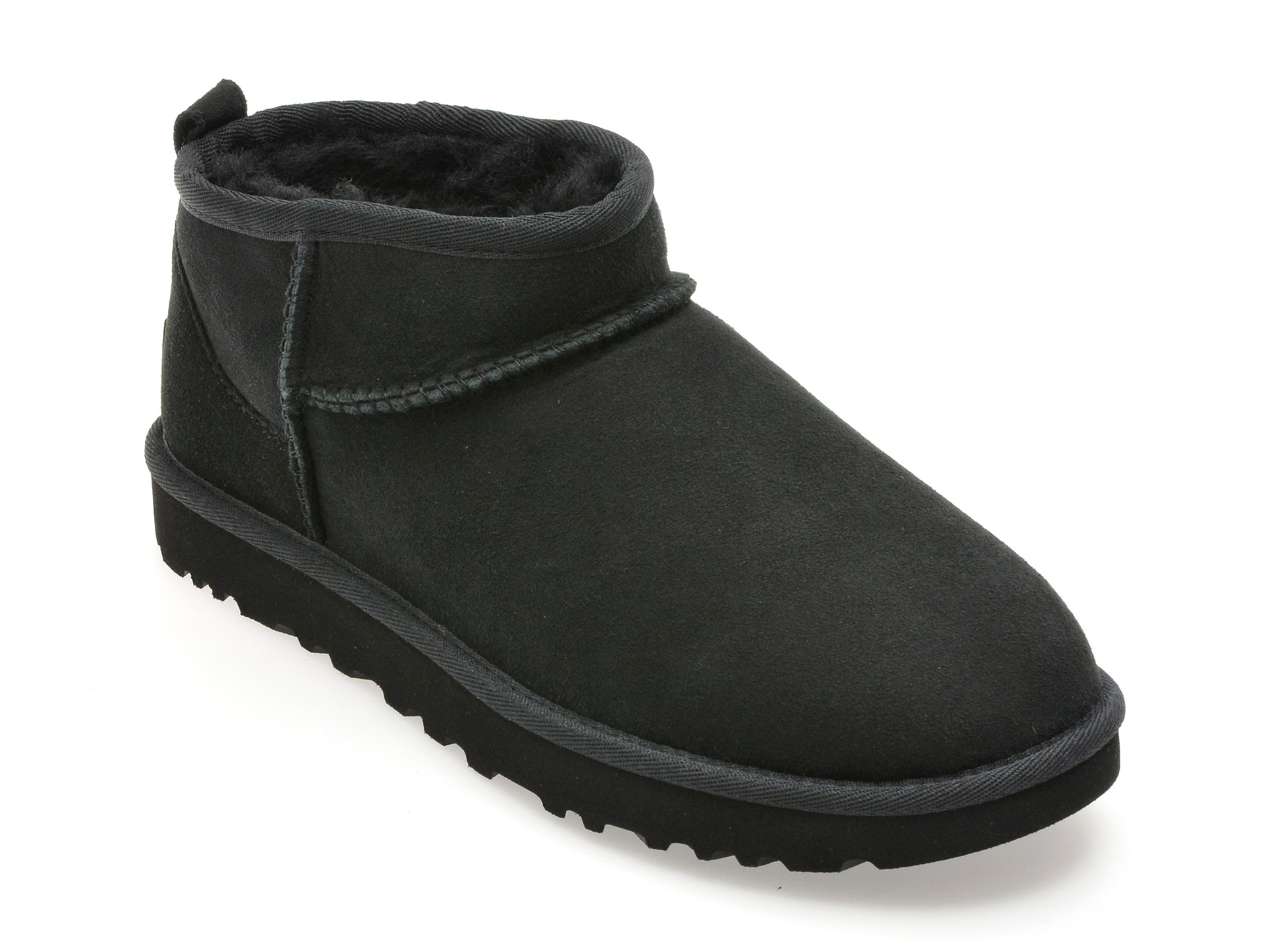 Ghete UGG negre, CLASSIC ULTRA MINI, din piele intoarsa