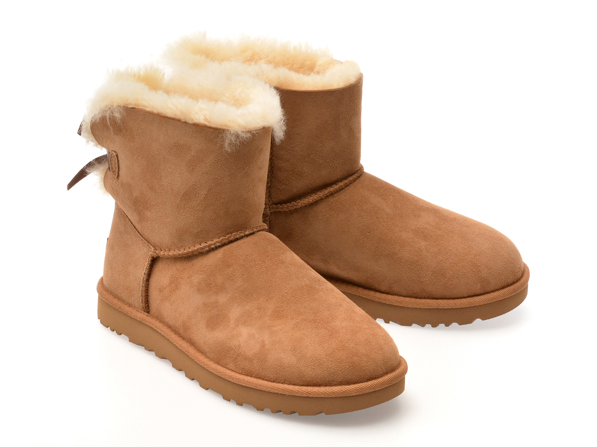 Ghete UGG maro, MINI BAILEY BOW II, din piele intoarsa