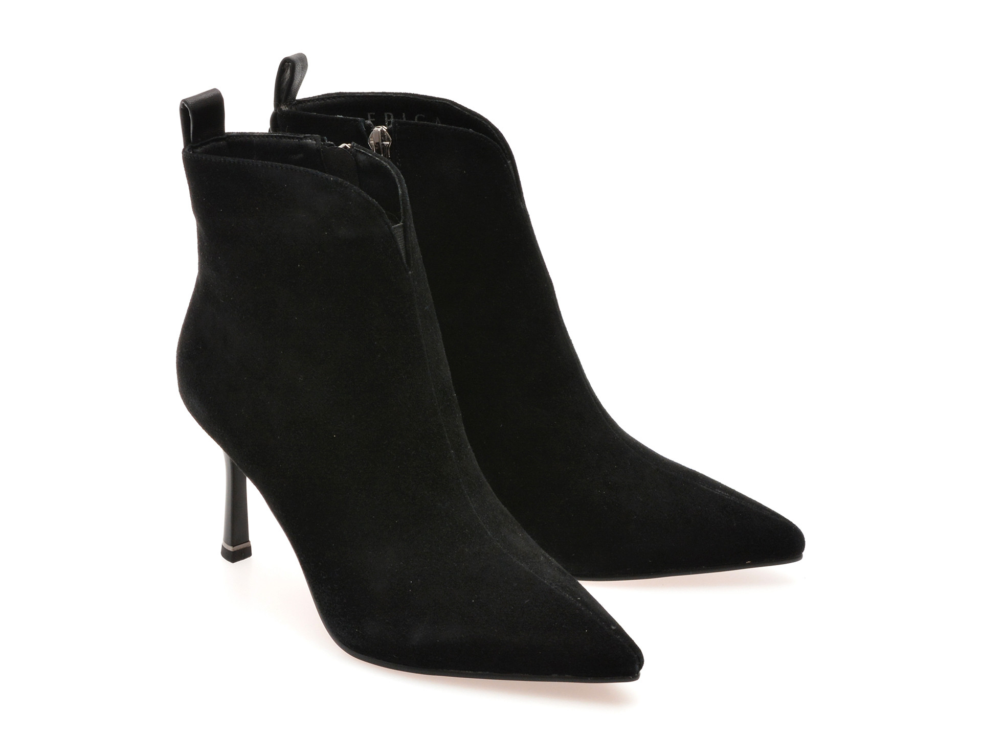 Botine elegante EPICA negre, A1501, din piele intoarsa