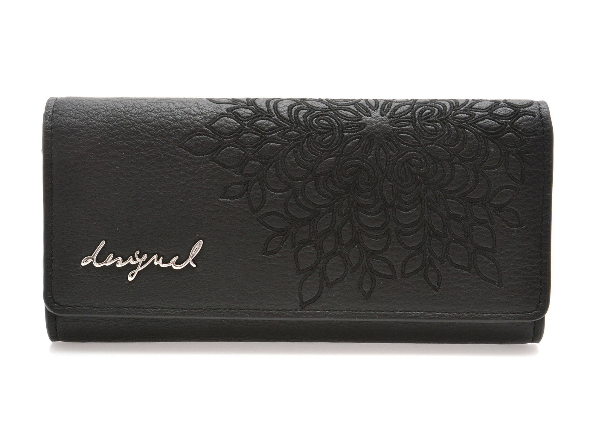 Portofel DESIGUAL negru, WAYP35, din piele ecologica