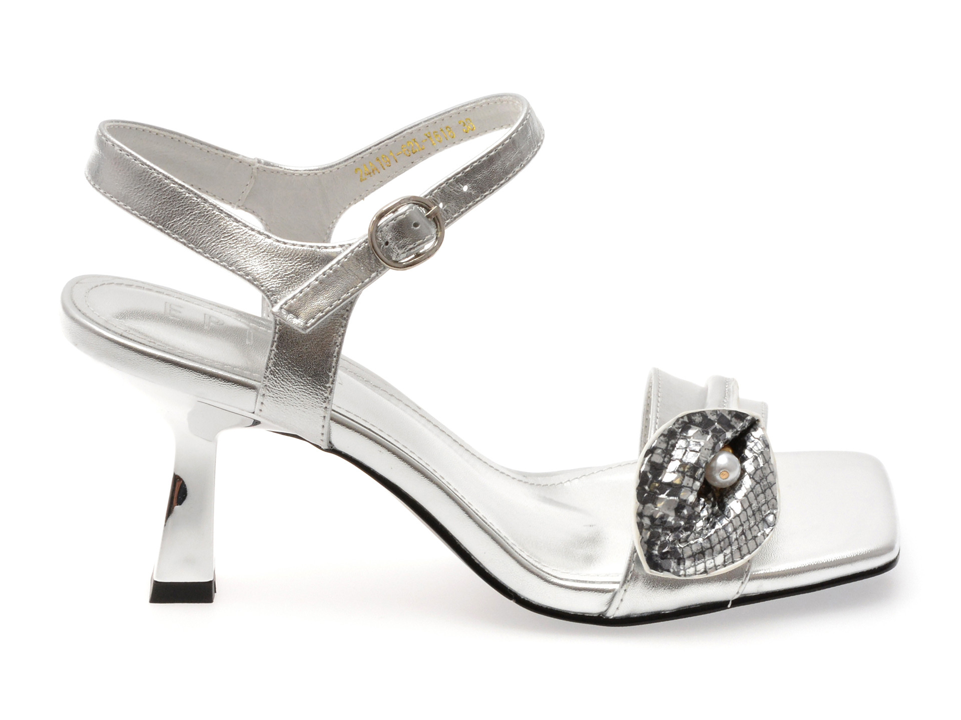 Sandale elegante EPICA argintii, 19162L, din piele naturala