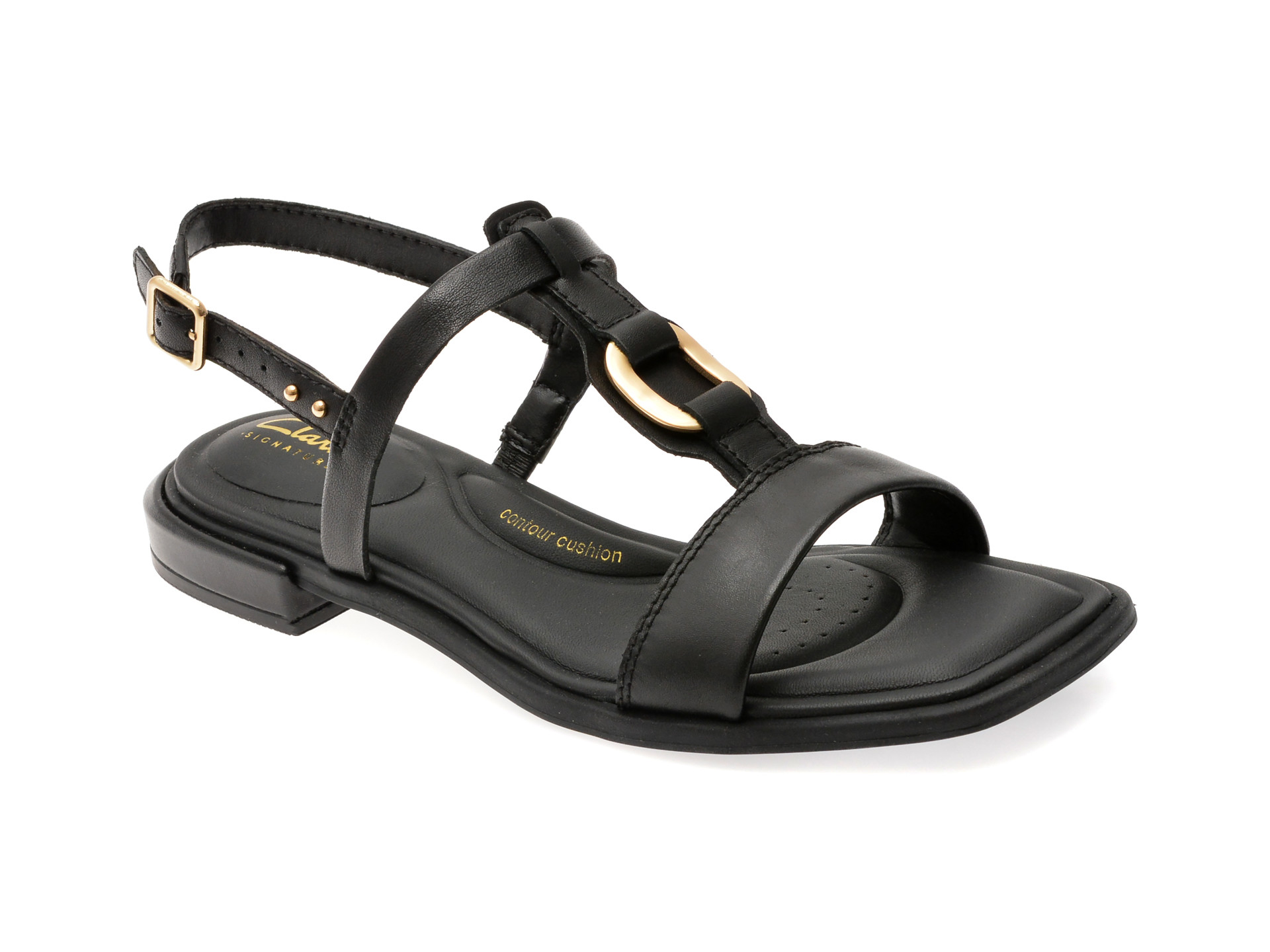Sandale CLARKS negre, ARIANY SLING, din piele naturala