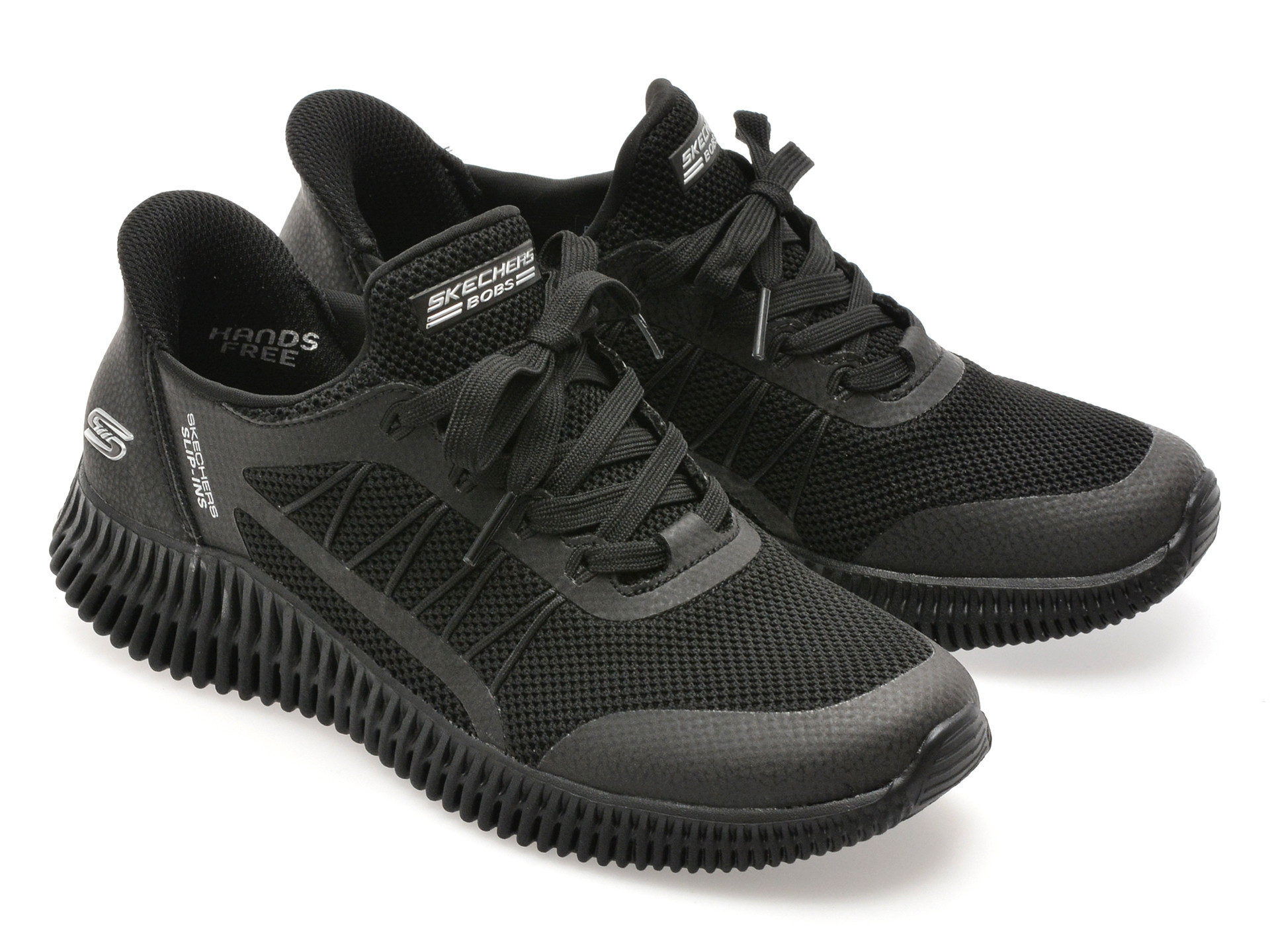 Pantofi sport SKECHERS negri, BOBS GEO LITE, din material textil