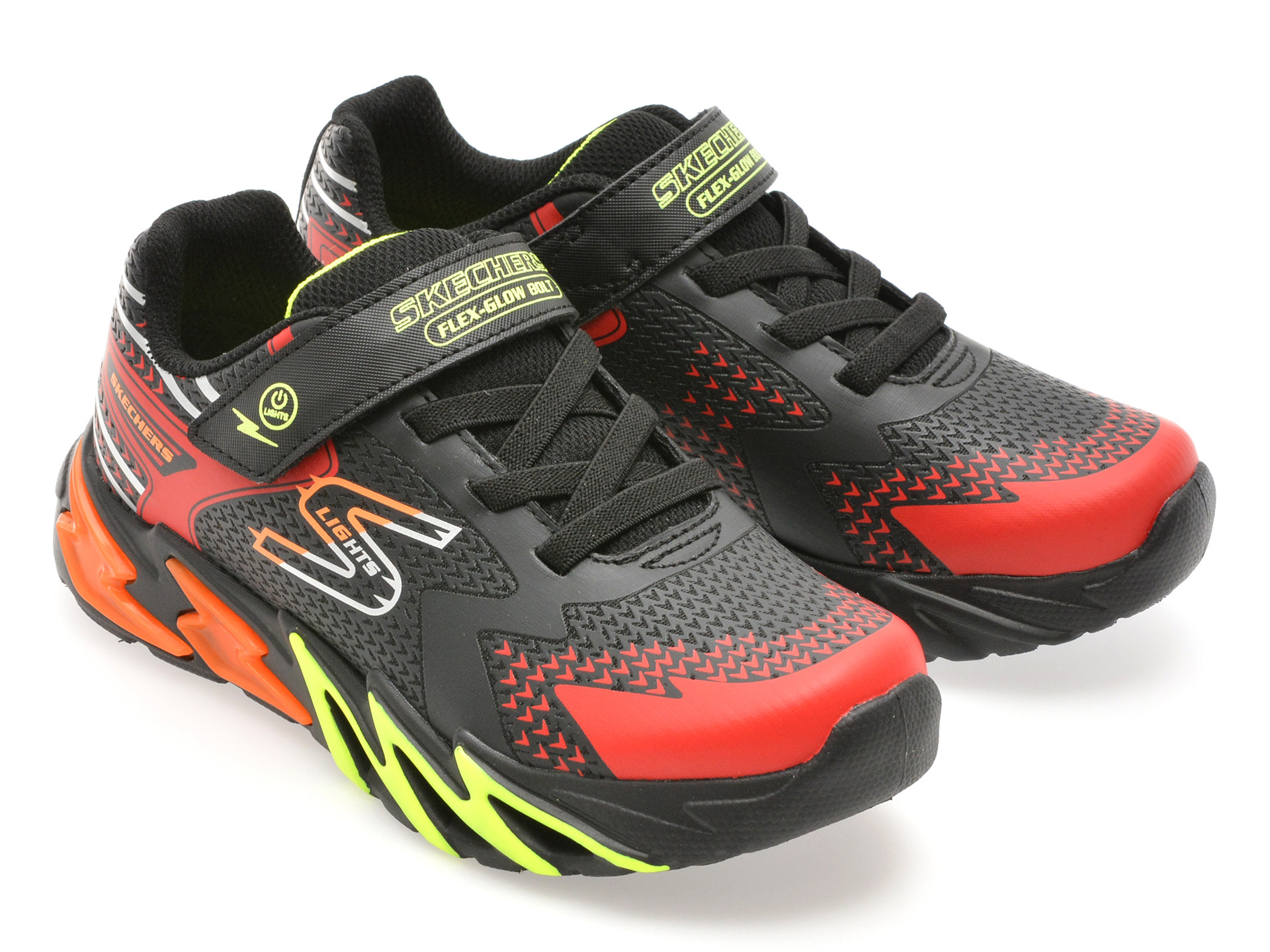 Pantofi sport SKECHERS negri, FLEX-GLOW BOLT, din material textil