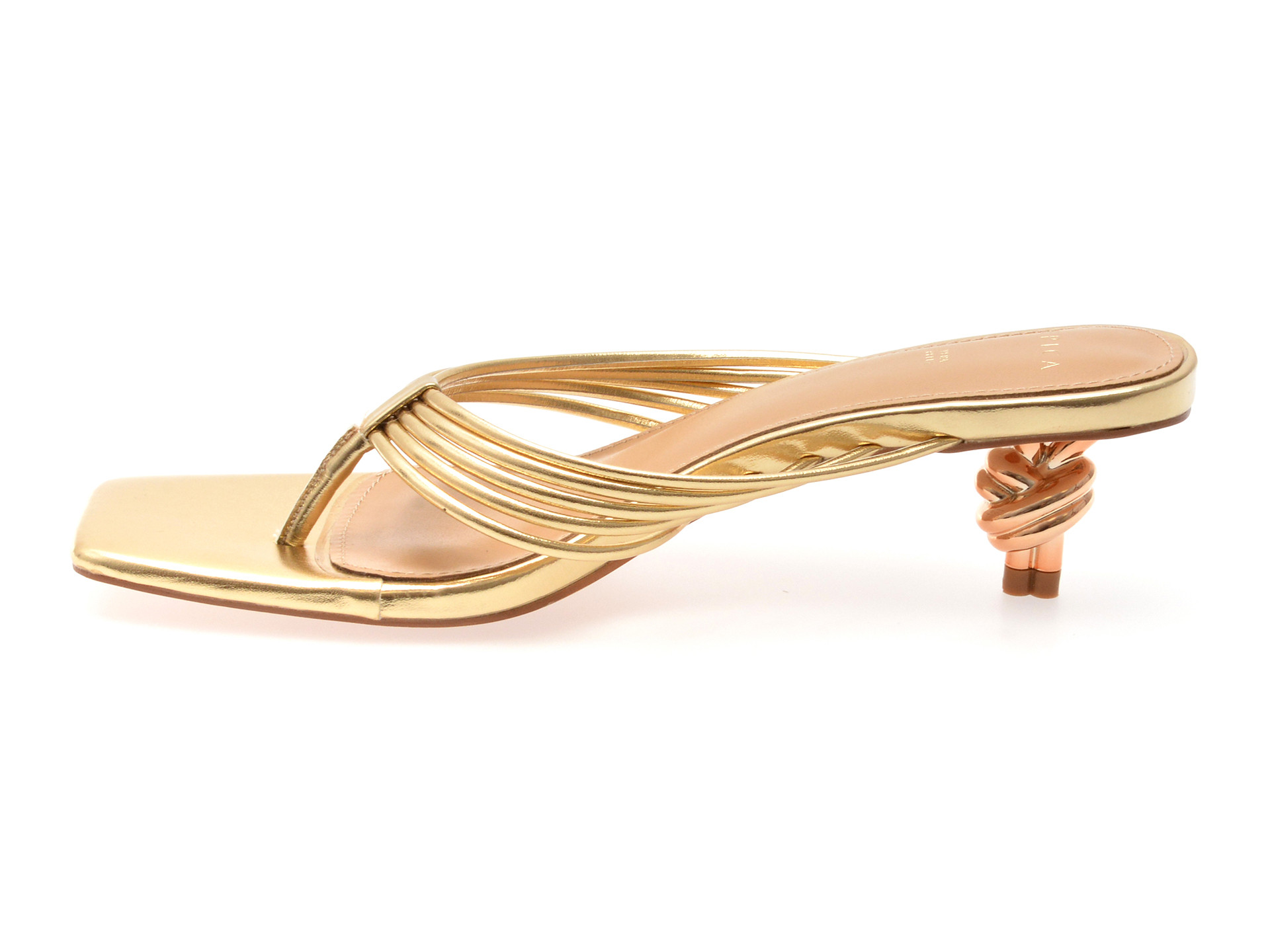 Papuci EPICA aurii, 82933, din piele ecologica