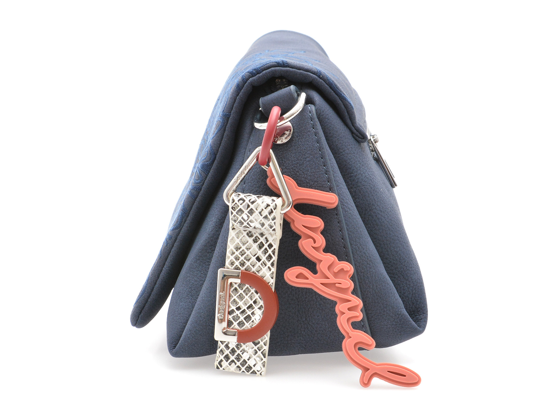 Poseta desigual albastra waxpbf din piele ecologica