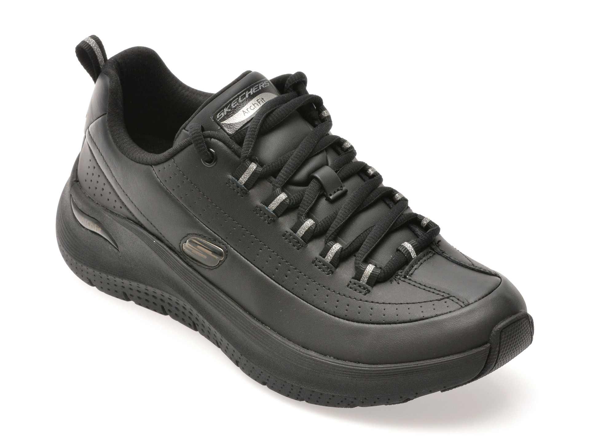 Pantofi sport SKECHERS negri, ARCH FIT 2.0, din piele naturala
