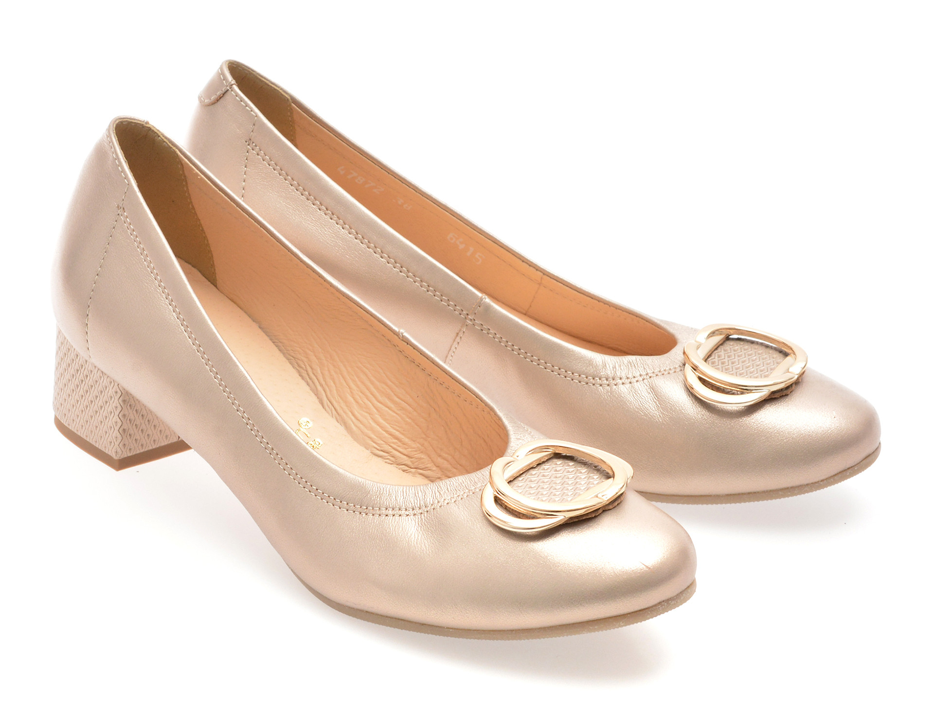 Balerini IMAGE aurii, 6415, din piele naturala