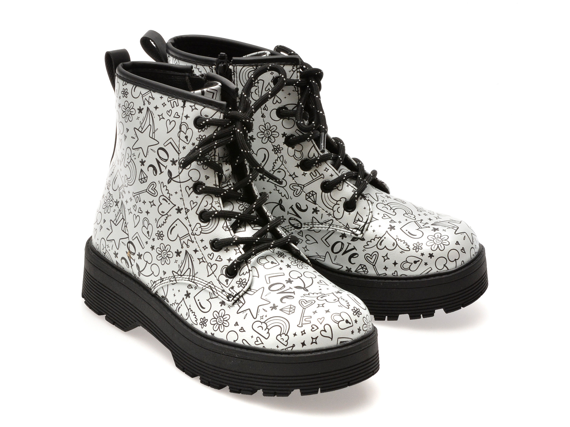 Ghete SKECHERS argintii, GRAVLEN HI, din piele ecologica