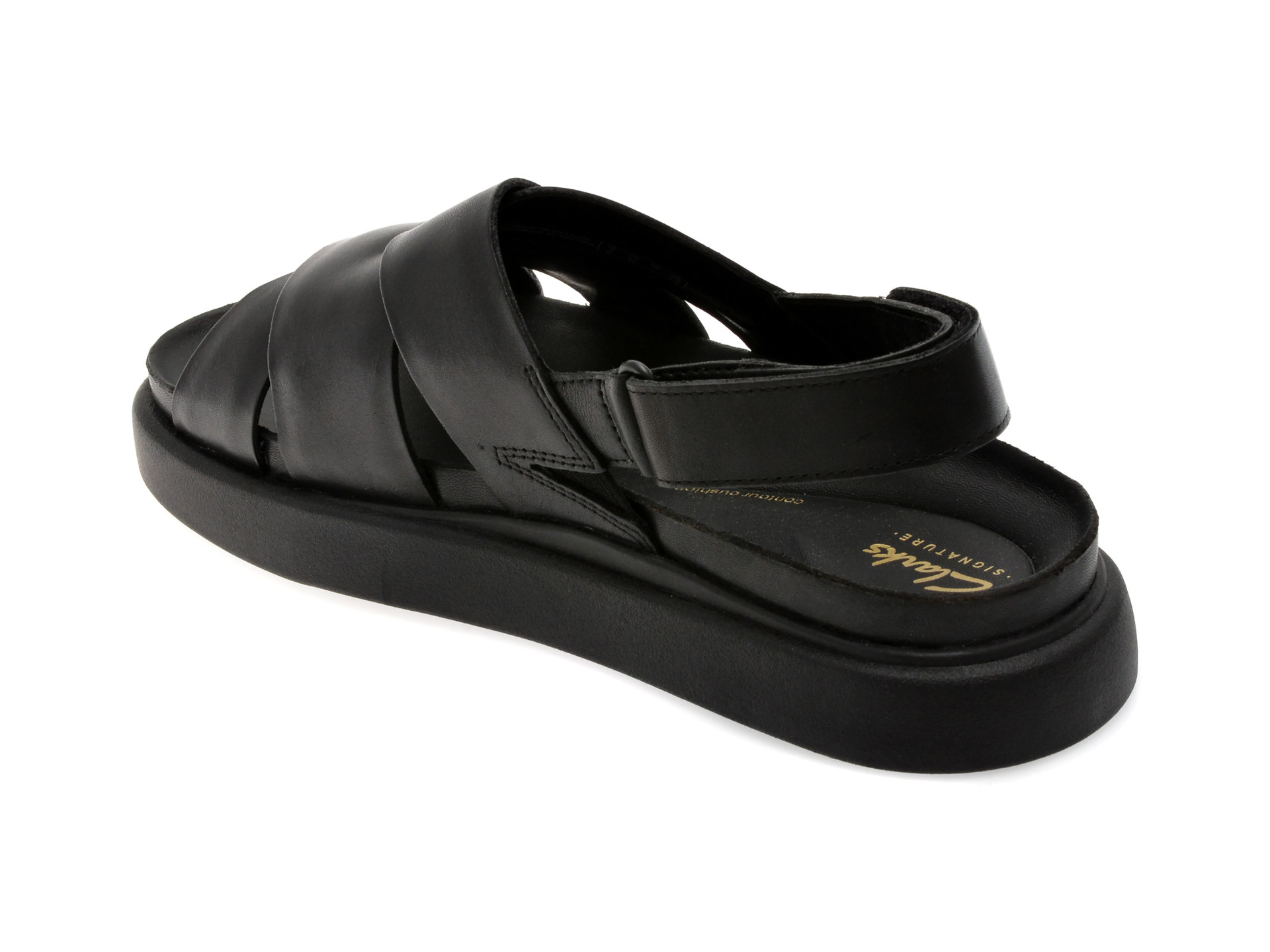 Sandale CLARKS negre, ARISTELLA SUN, din piele naturala