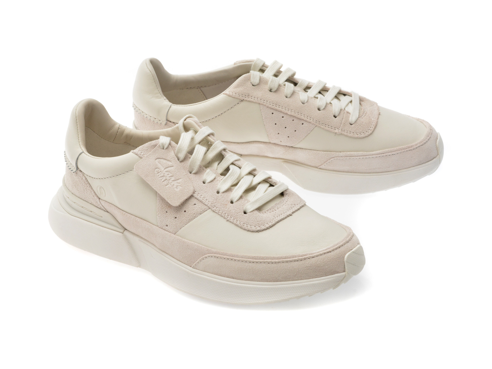 Pantofi sport CLARKS albi, CRAFT PACE, din piele naturala