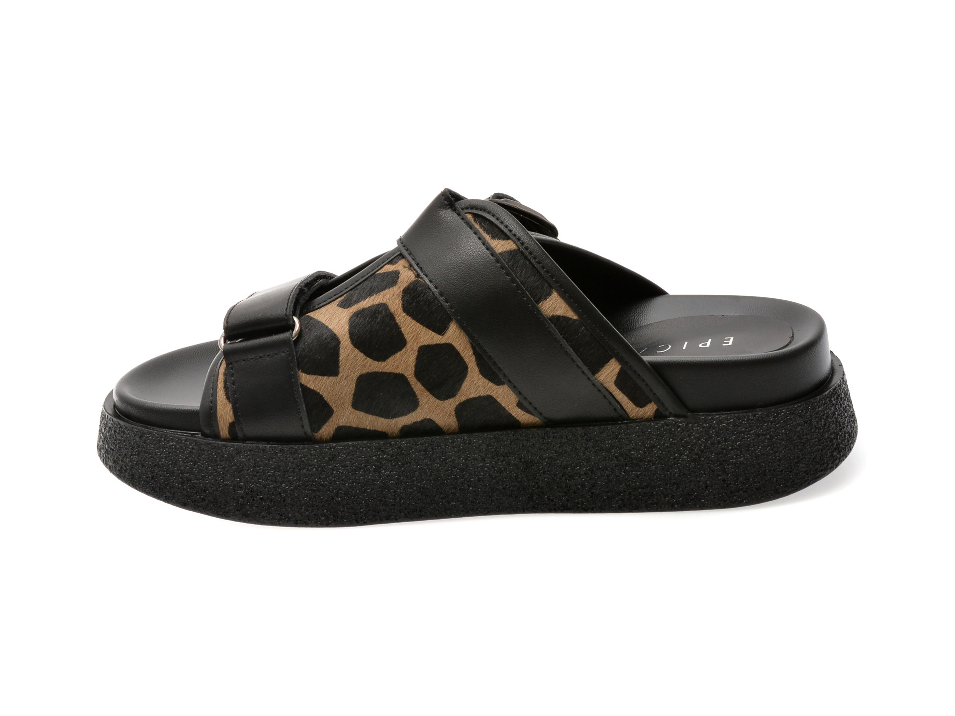 Papuci EPICA negri, 1350C20, din piele naturala