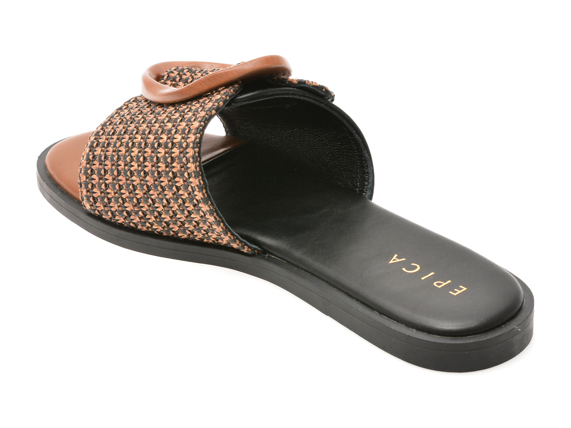 Papuci epica negri 82913 din piele ecologica