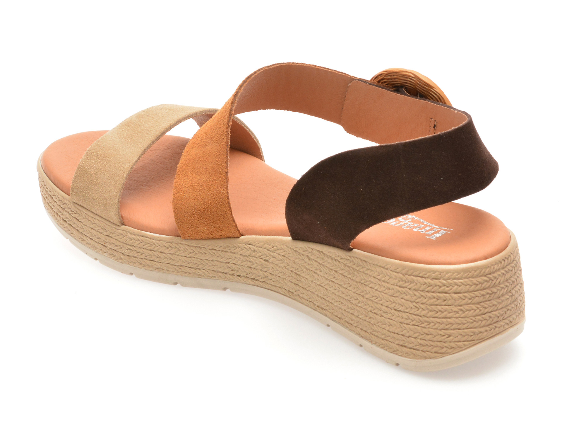 Sandale IMAGE maro, ROSEA, din piele intoarsa