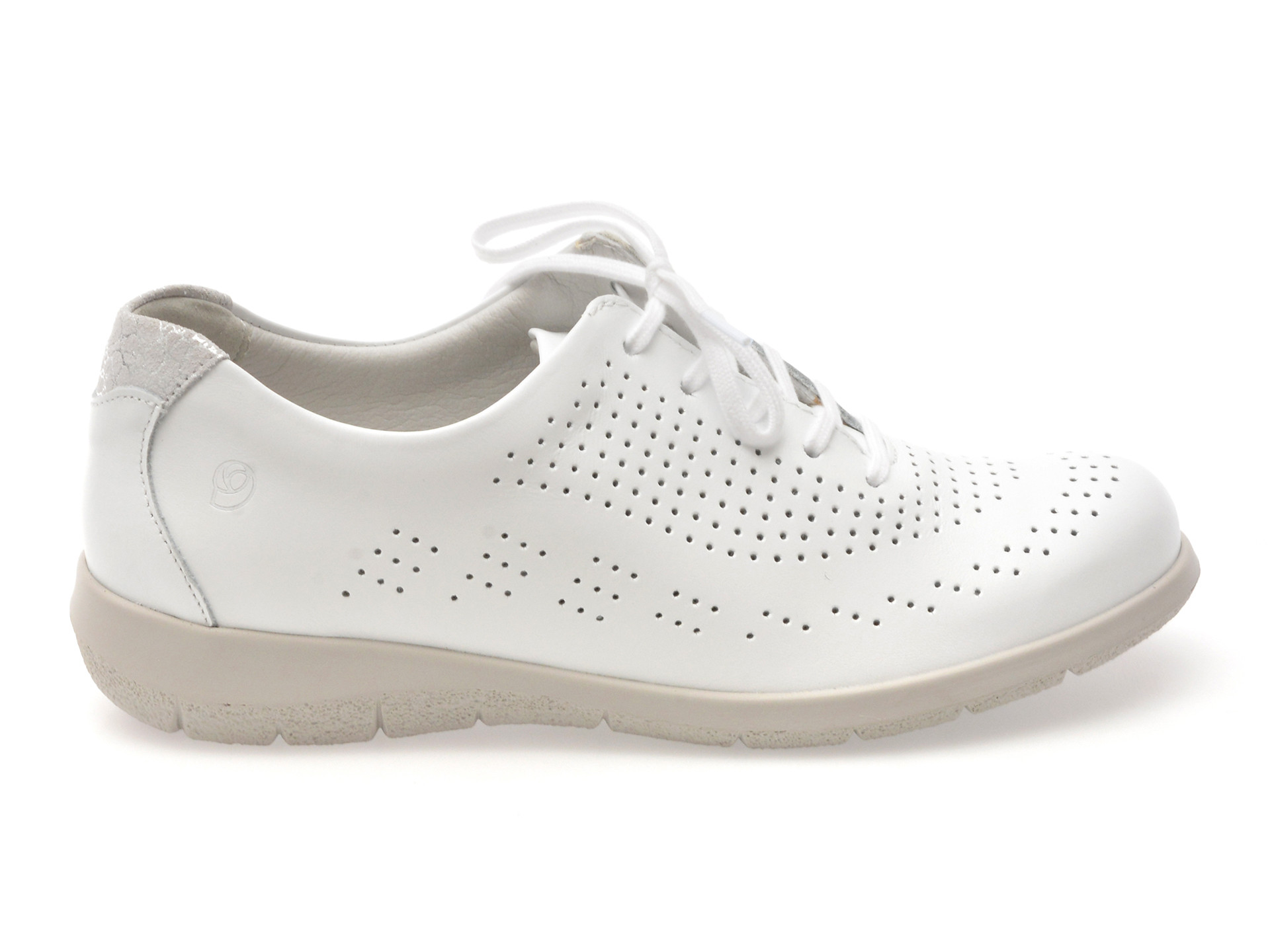 Pantofi SUAVE albi, OXFORD, din piele naturala