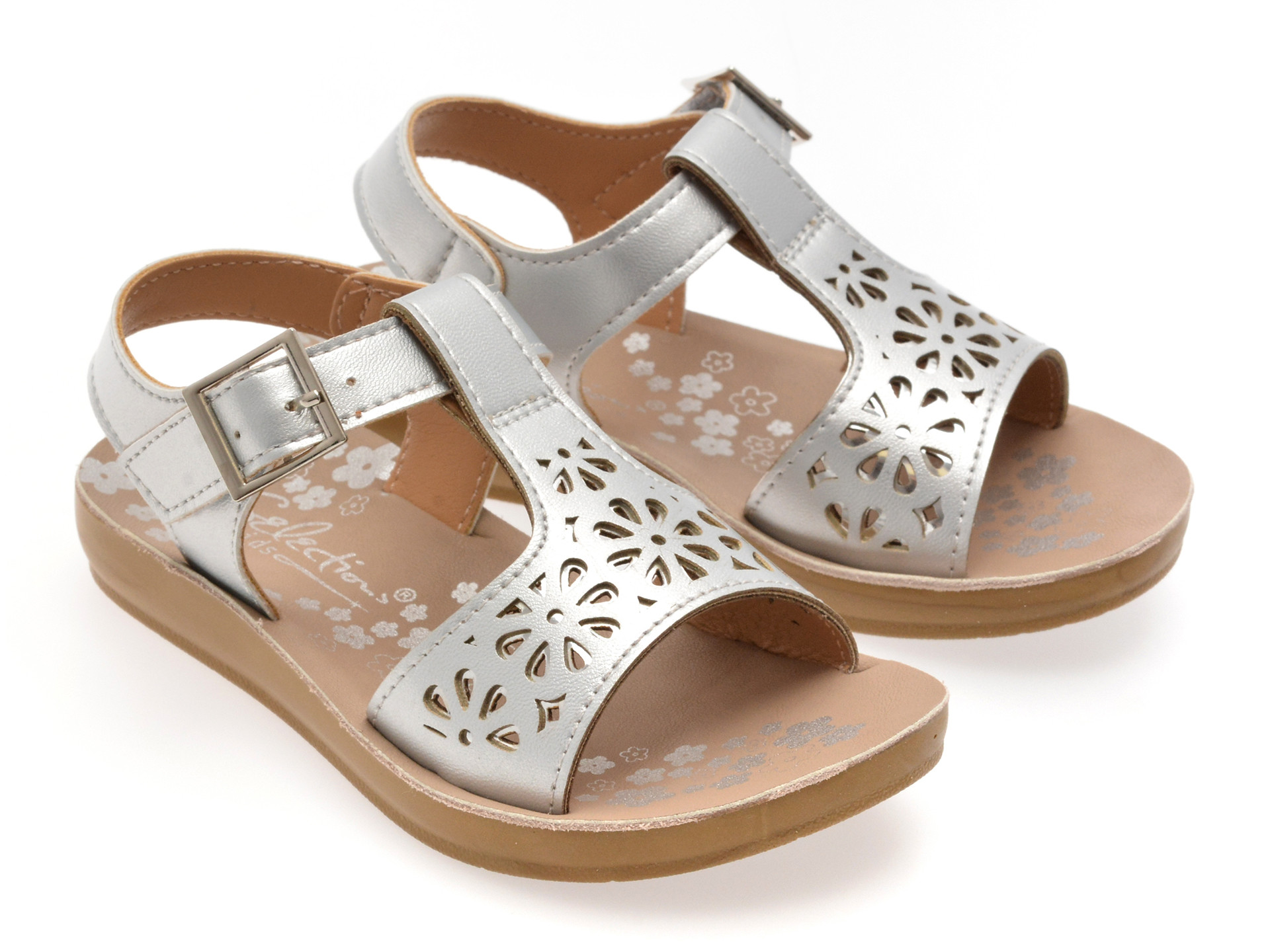 Sandale SELECTION KIDS argintii, 82949, din piele ecologica