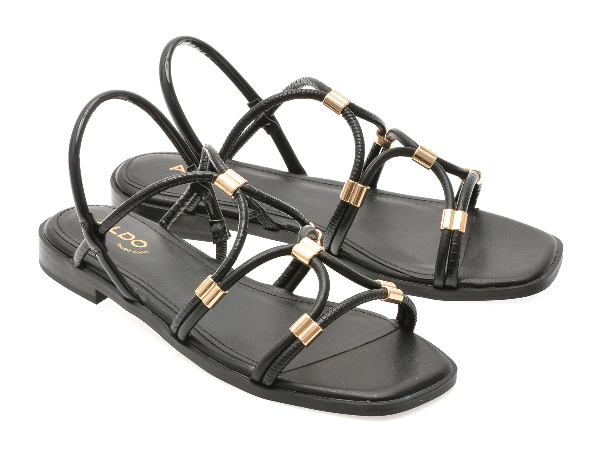 Sandale ALDO negre, BYCHAN 001, din piele ecologica