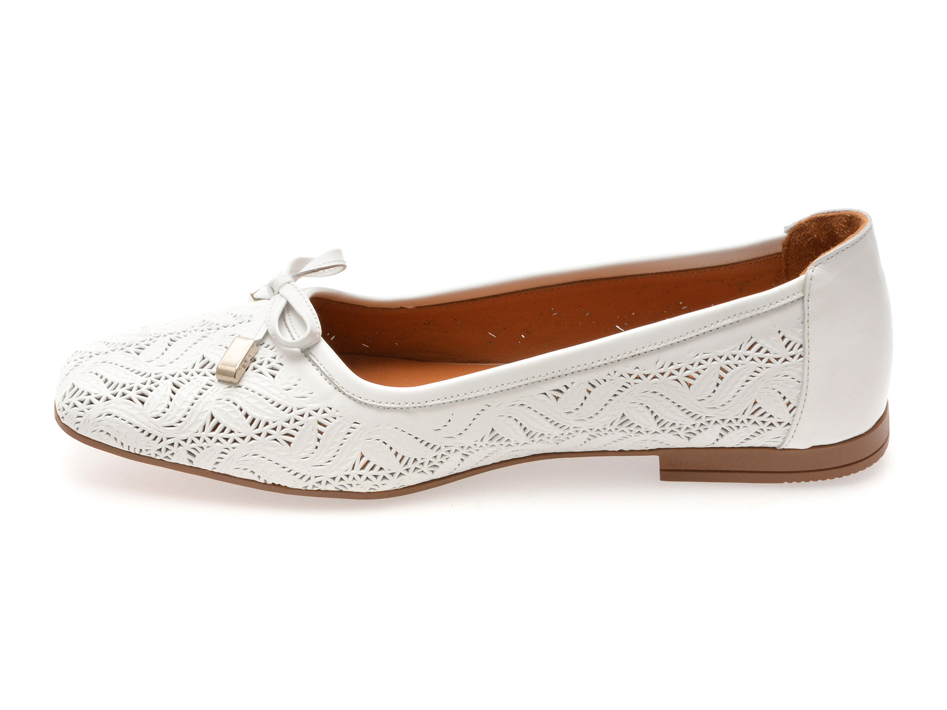 Balerini IMAGE albi, 2842870, din piele naturala