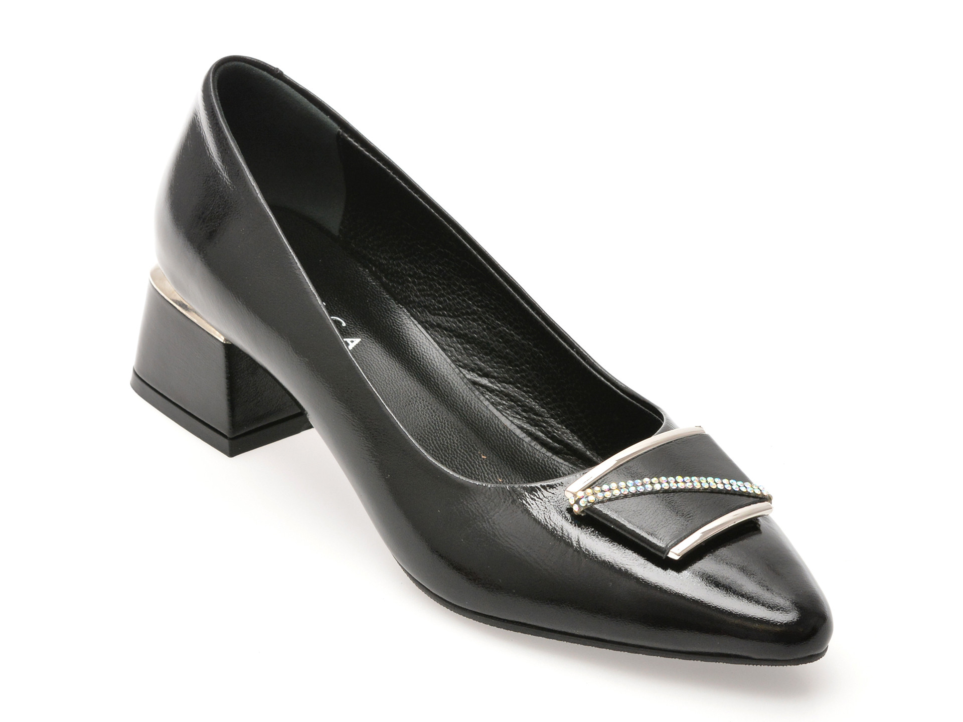 Pantofi EPICA negri, 619230, din piele naturala lacuita