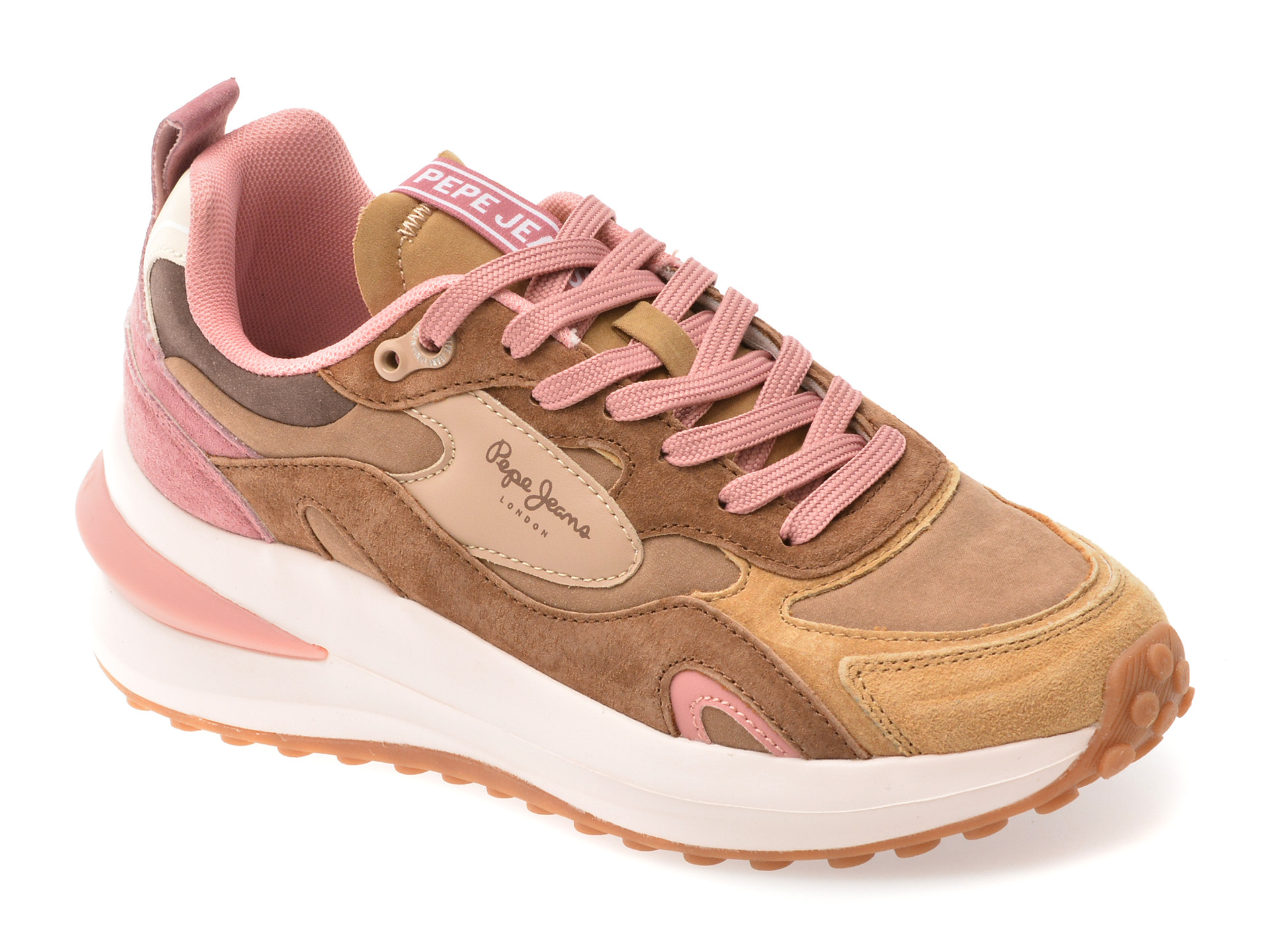 Pantofi sport PEPE JEANS maro, LS60013, din material textil si piele naturala