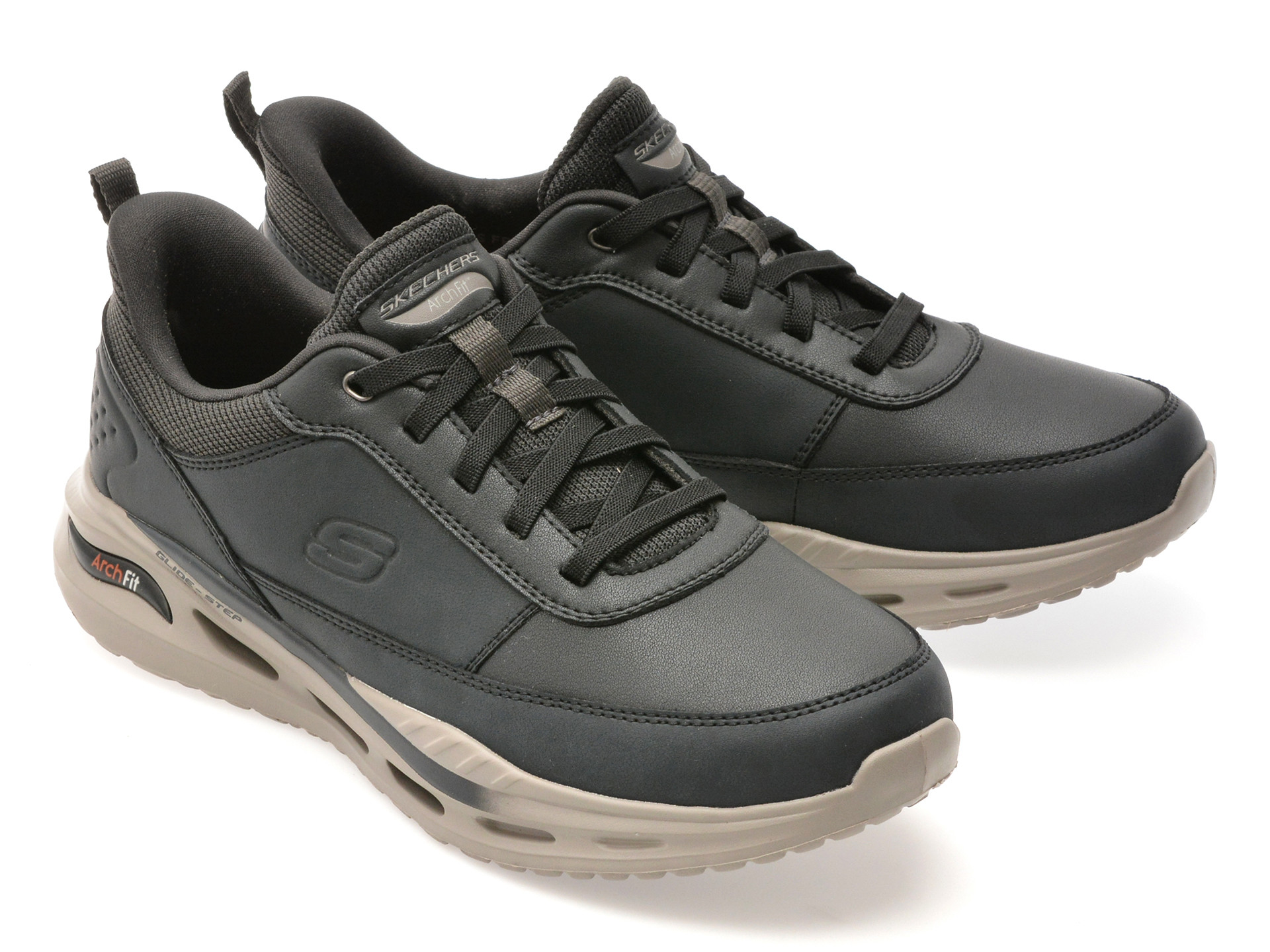 Pantofi sport SKECHERS negri, ARCH FIT ORVAN , din piele naturala