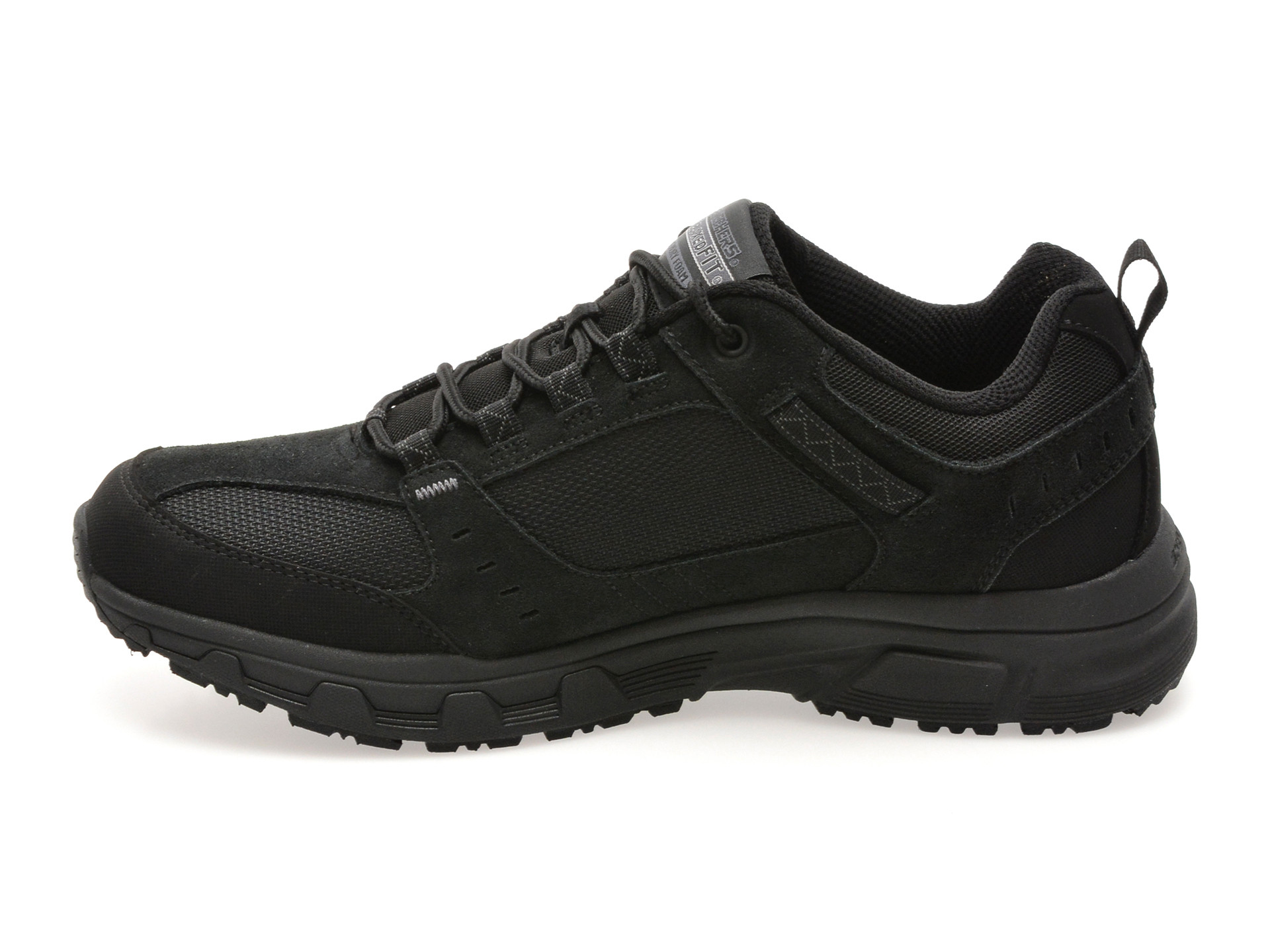 Pantofi sport SKECHERS negri, OAK CANYON, din material textil si piele naturala