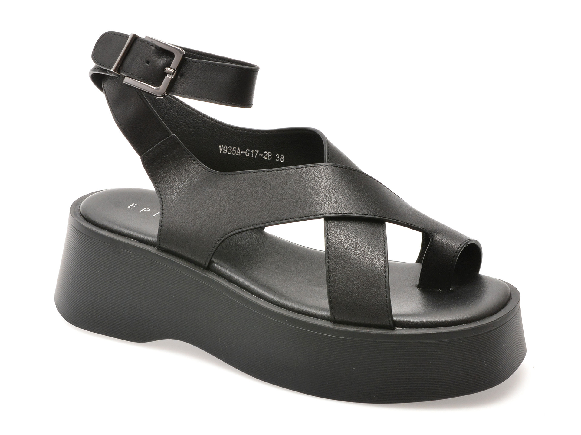 Sandale EPICA negre, 935AG17, din piele naturala