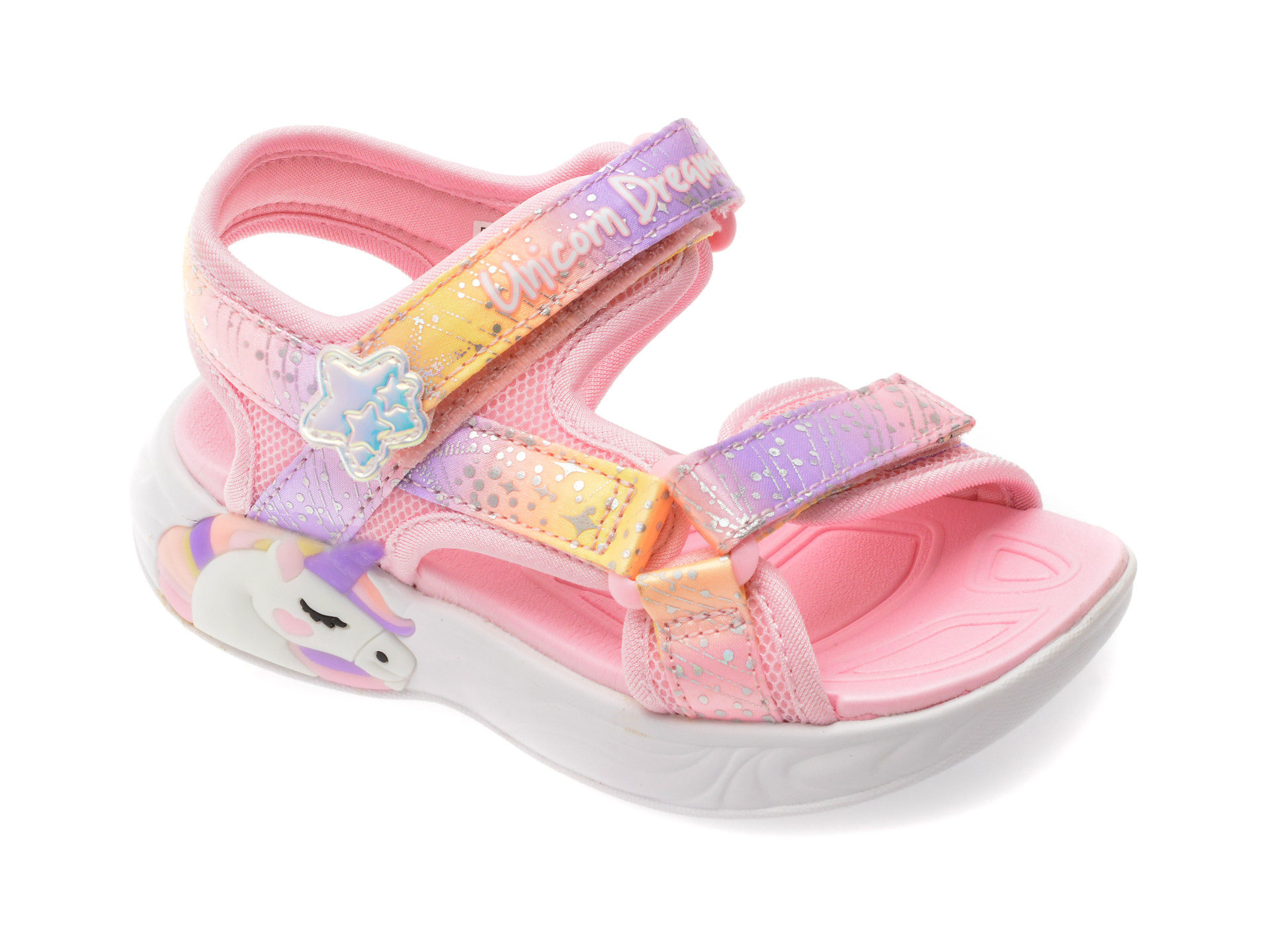 Sandale SKECHERS roz, UNICORN DREAMS, din material textil