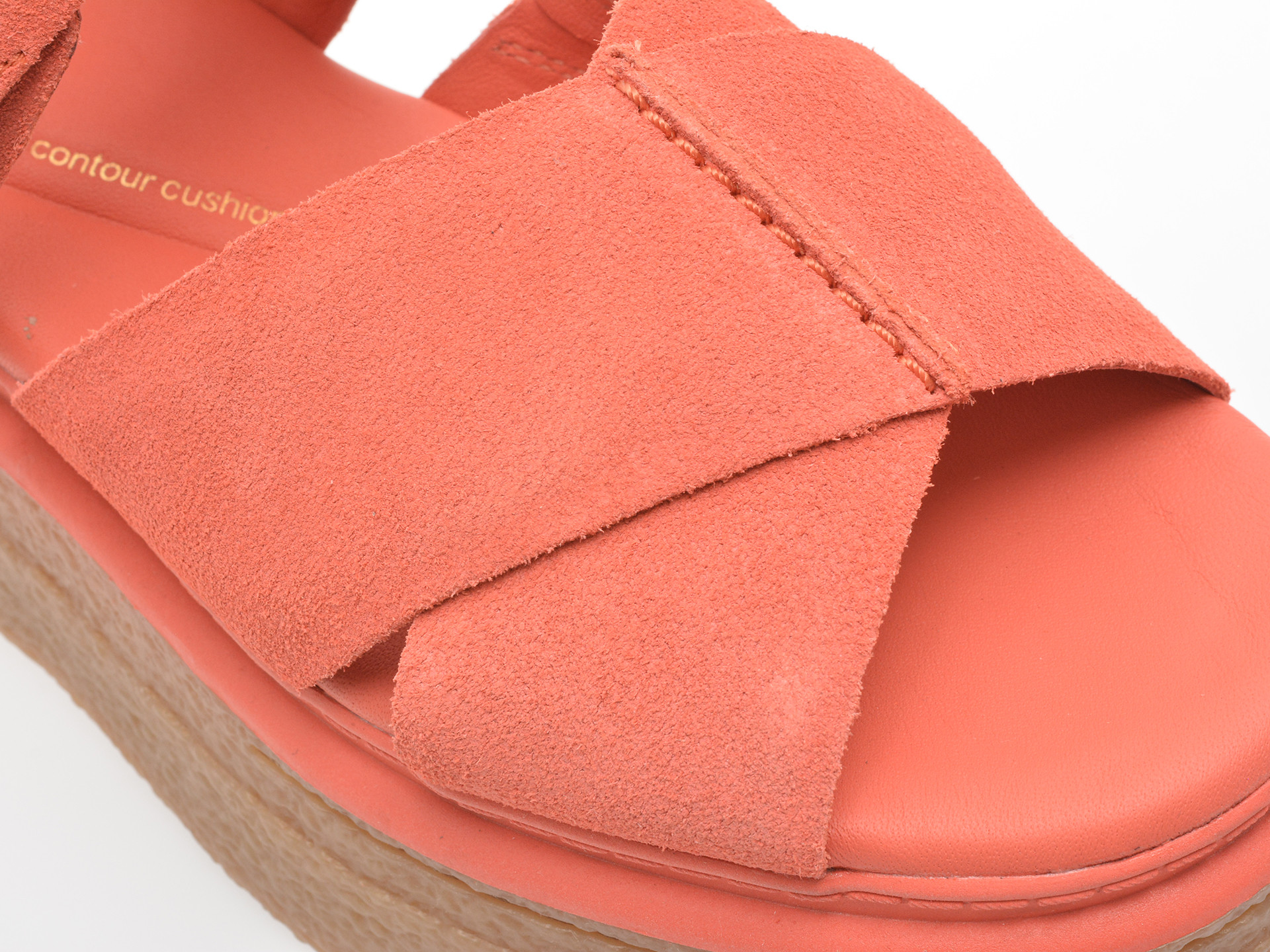 Sandale CLARKS portocalii, EVAMAR WISH, din piele Intoarsa