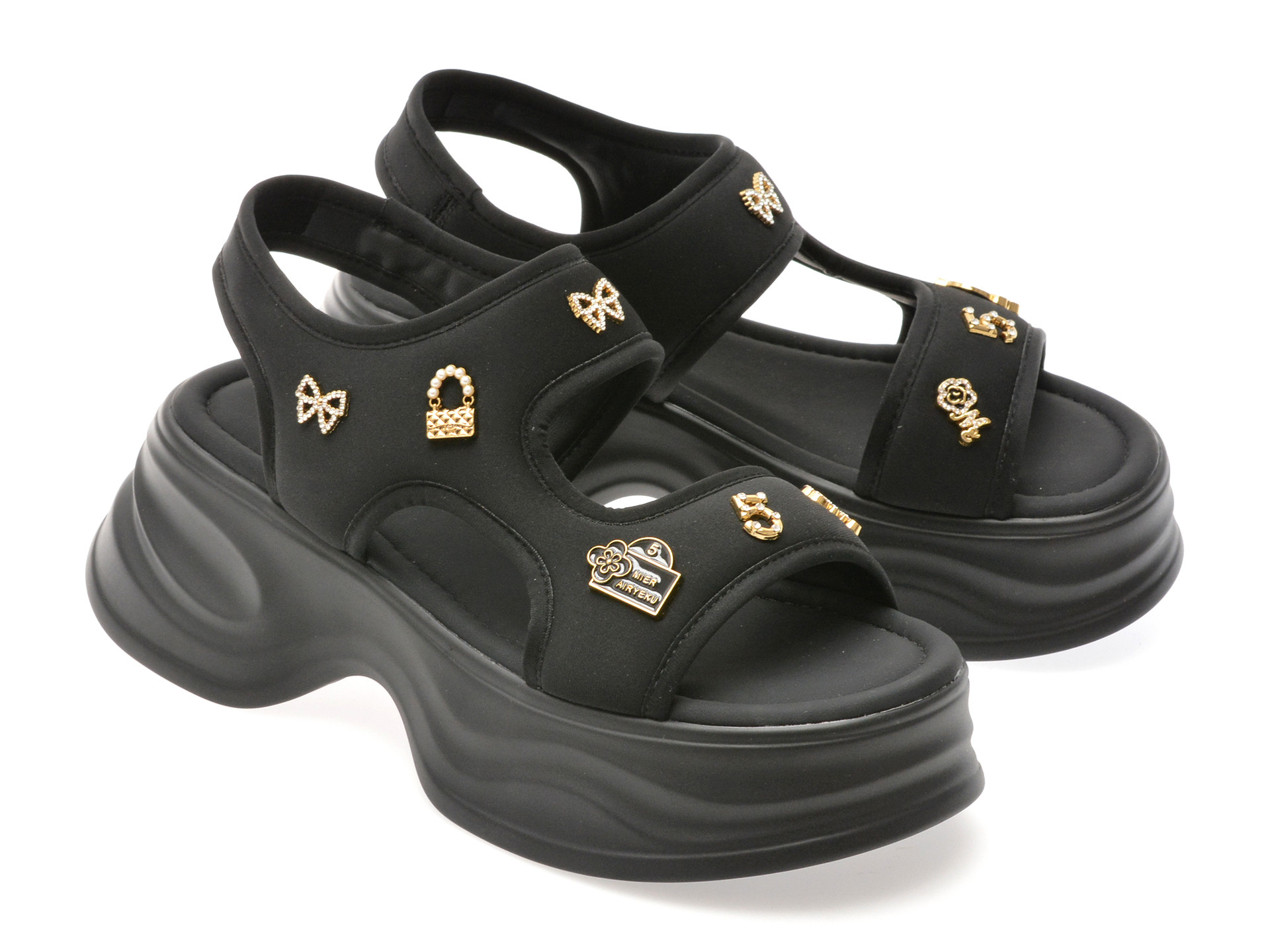 Sandale GRYXX negre, 5508, din material textil