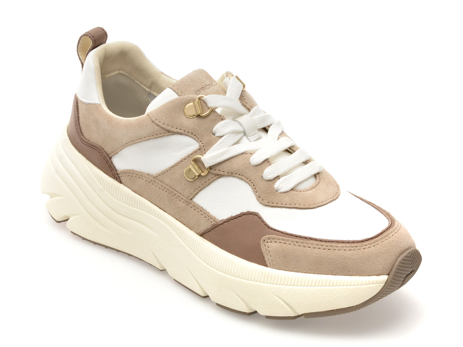 Pantofi sport GEOX albi, D36UFE, din piele naturala