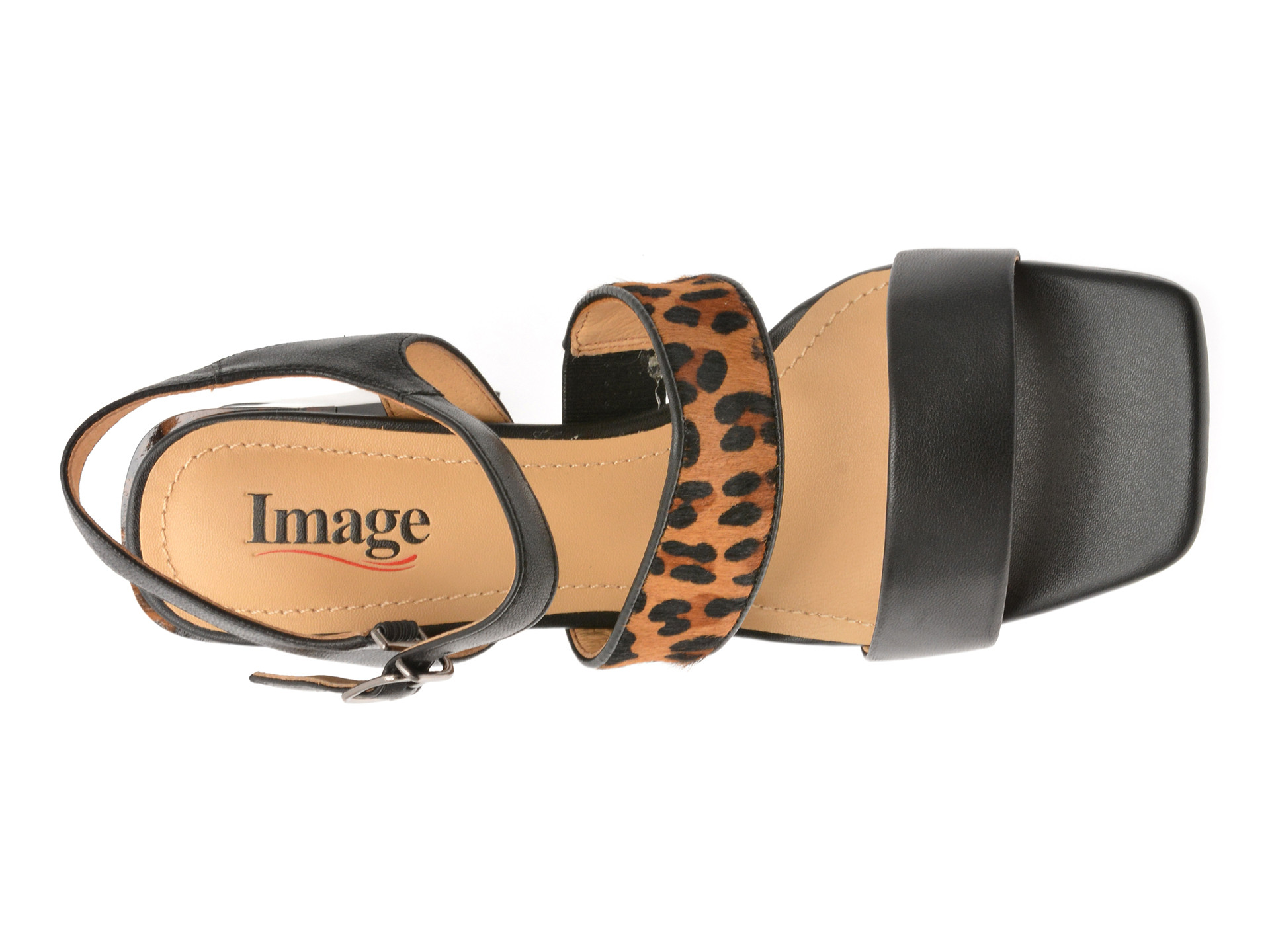 Sandale IMAGE negre, K996, din piele naturala