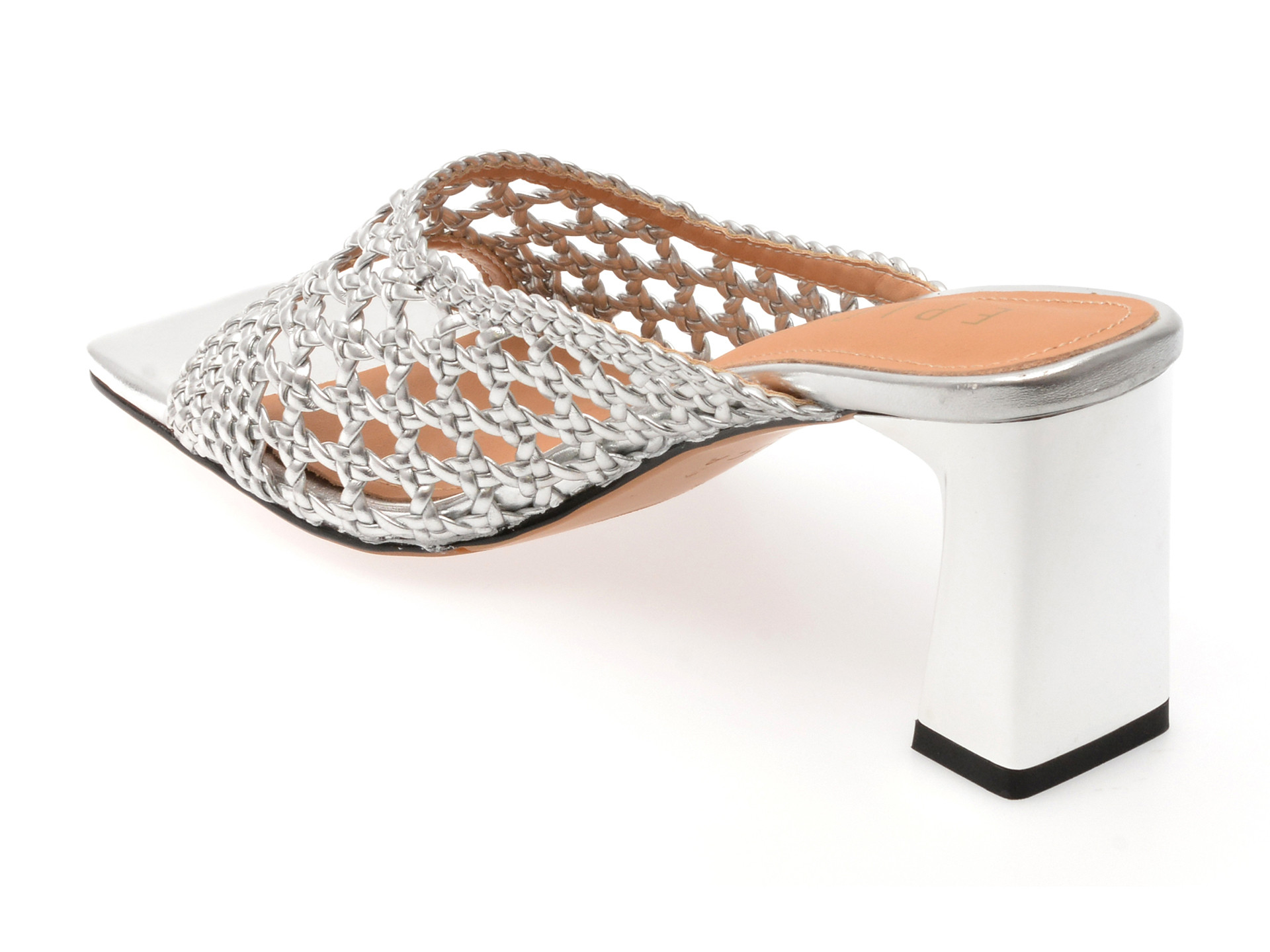 Papuci EPICA argintii, 7290, din piele ecologica