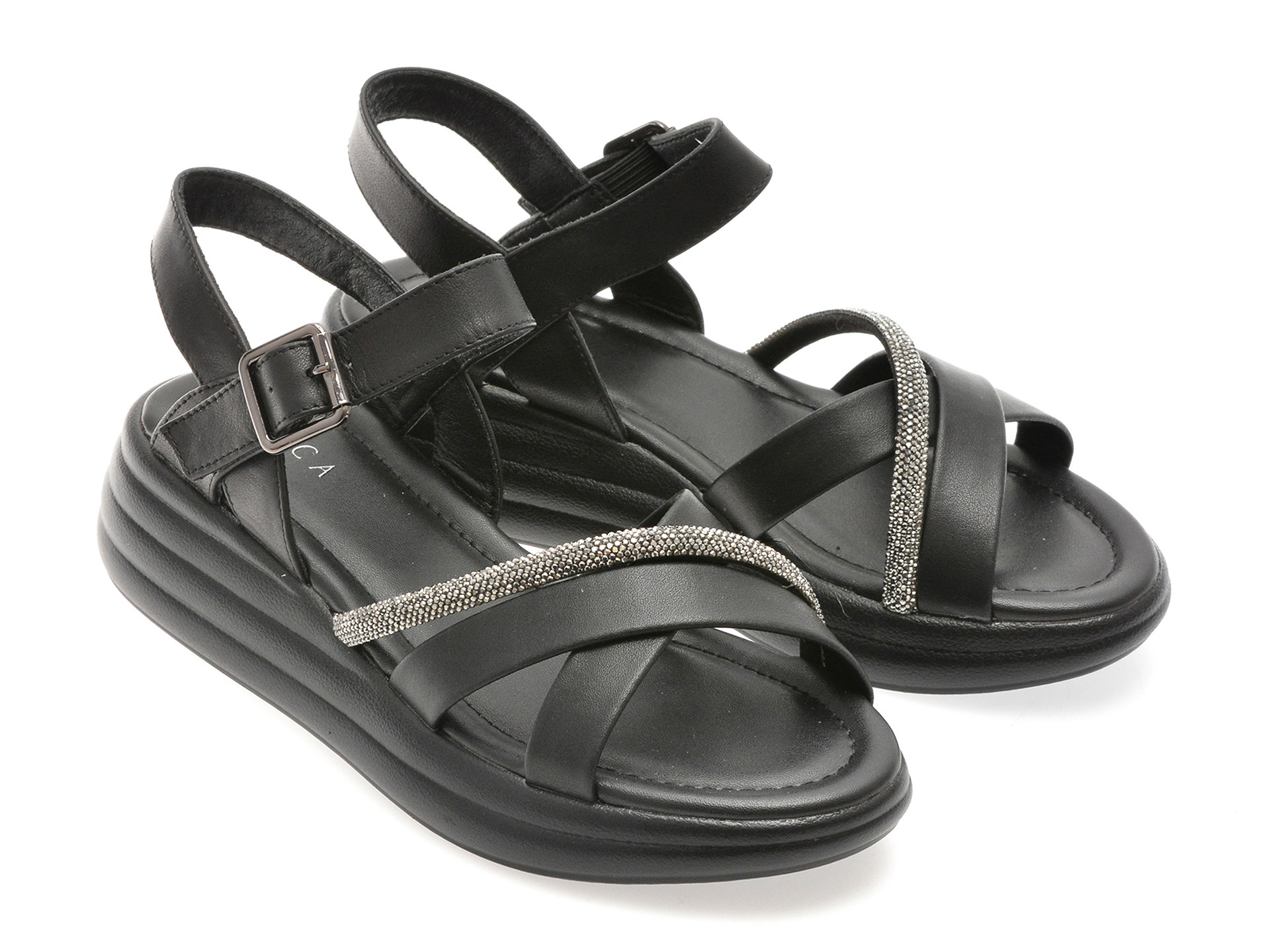 Sandale EPICA negre, 1136C12, din piele naturala