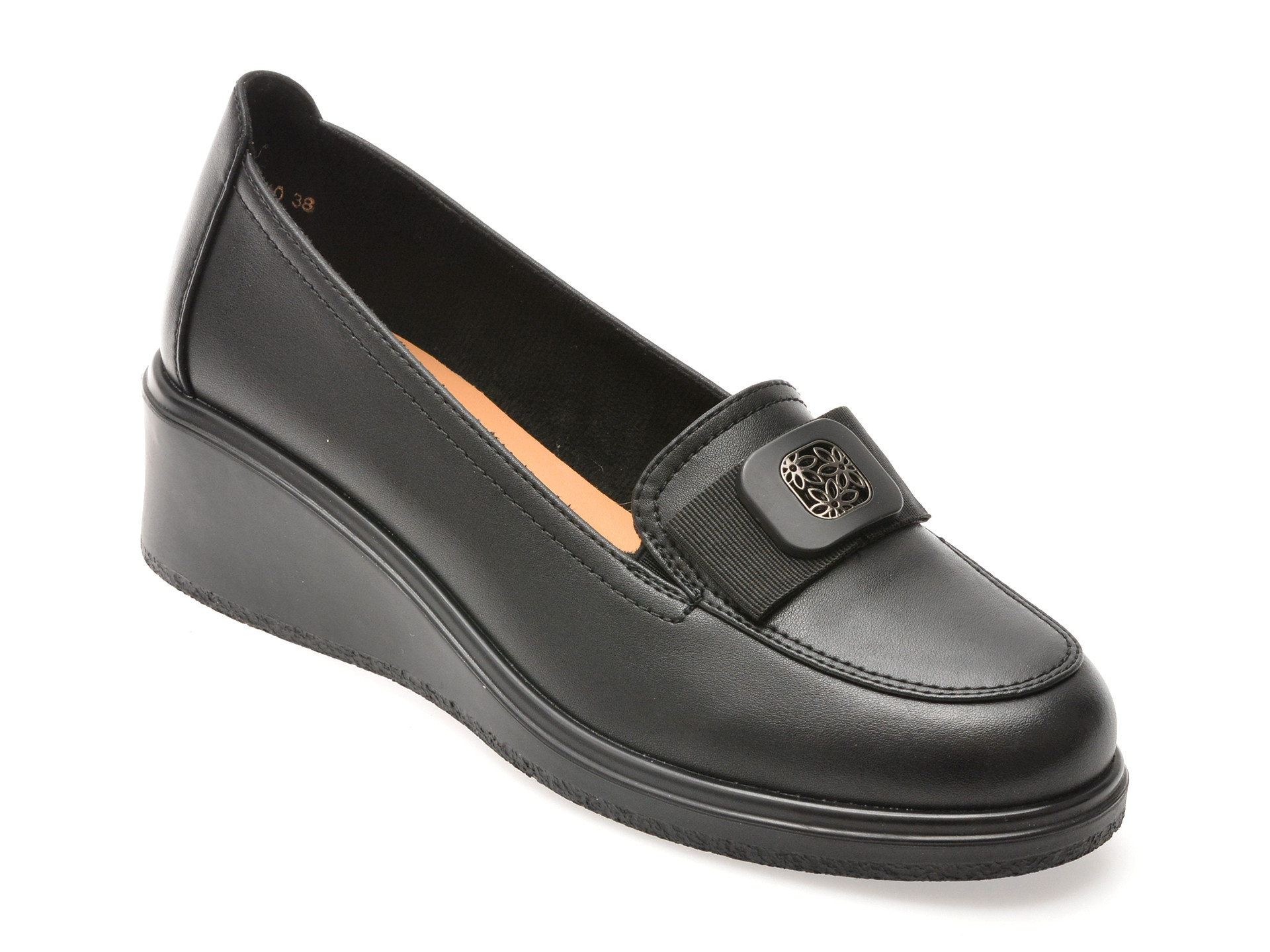 Mocasini IMAGE negri, 1216G23, din piele naturala