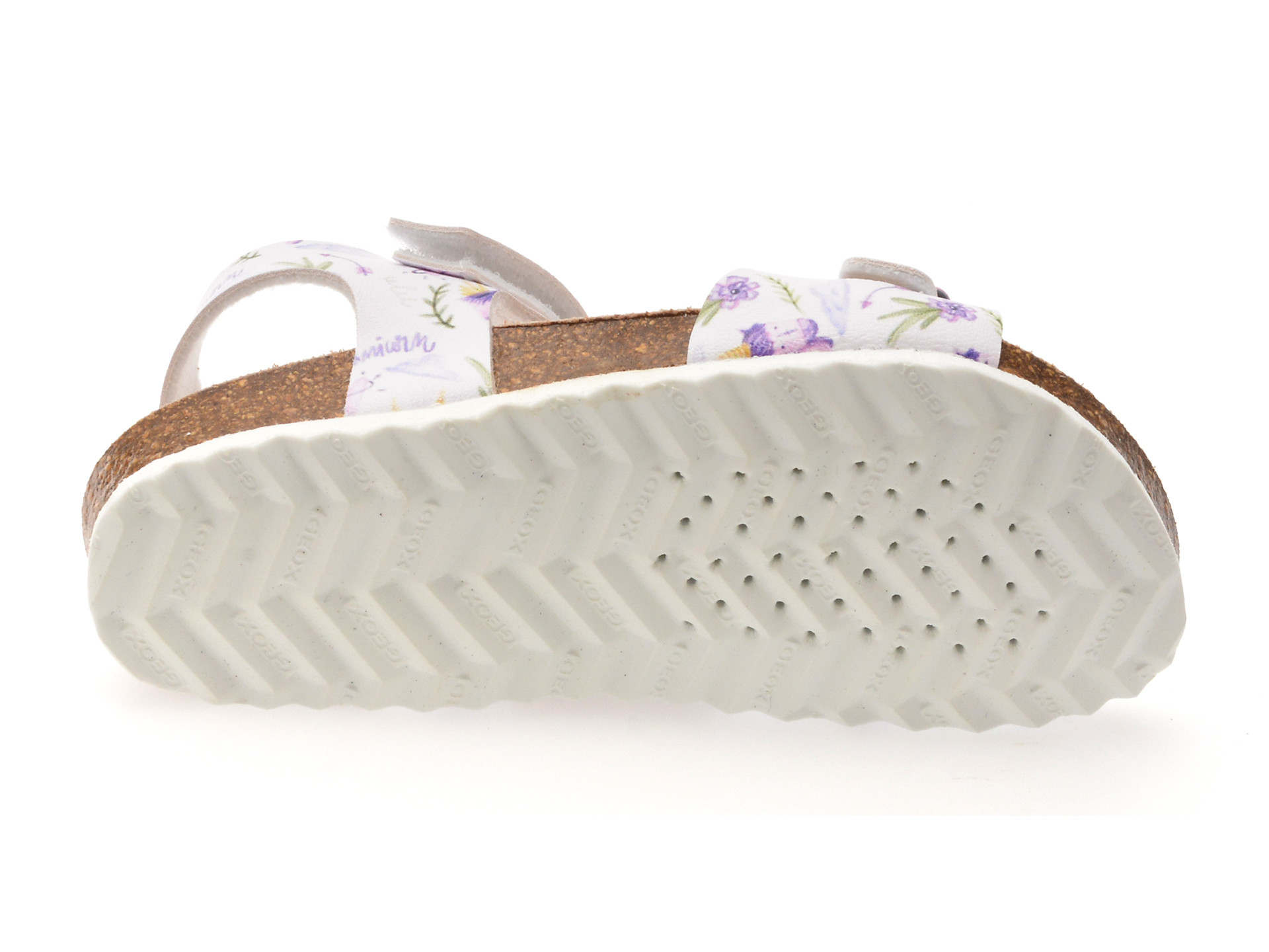 Sandale GEOX albe, J028MC, din piele ecologica