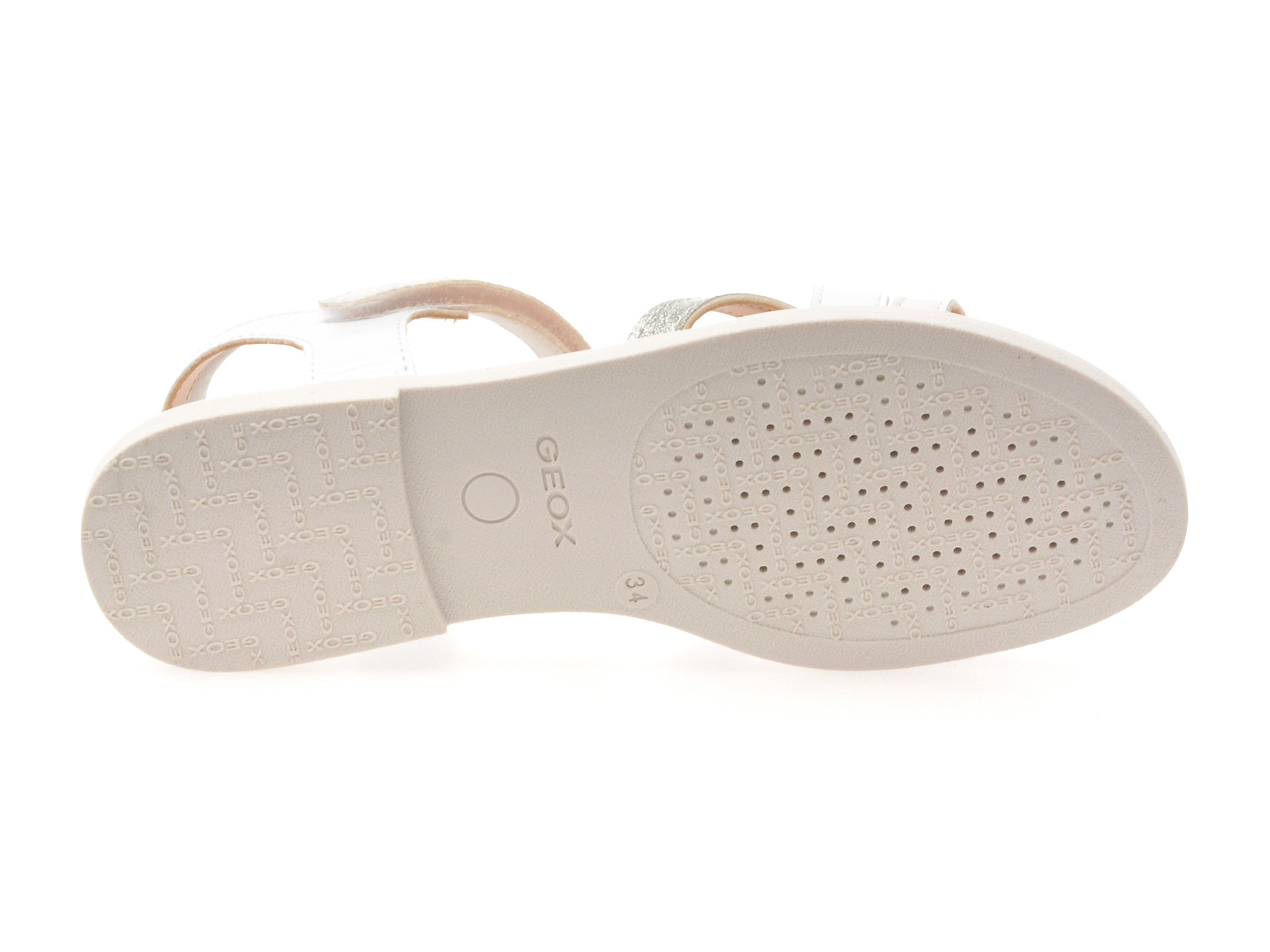 Sandale GEOX albe, J5235D, din piele ecologica