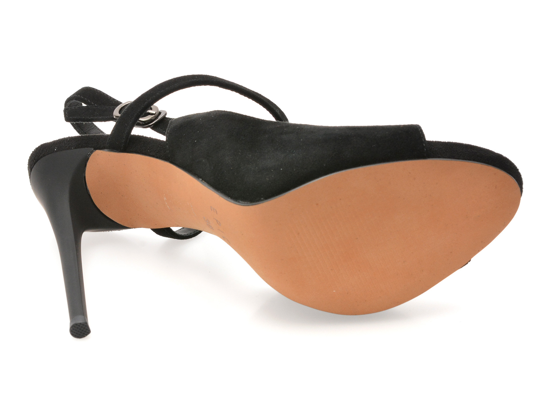Sandale elegante EPICA negre, E294, din piele intoarsa