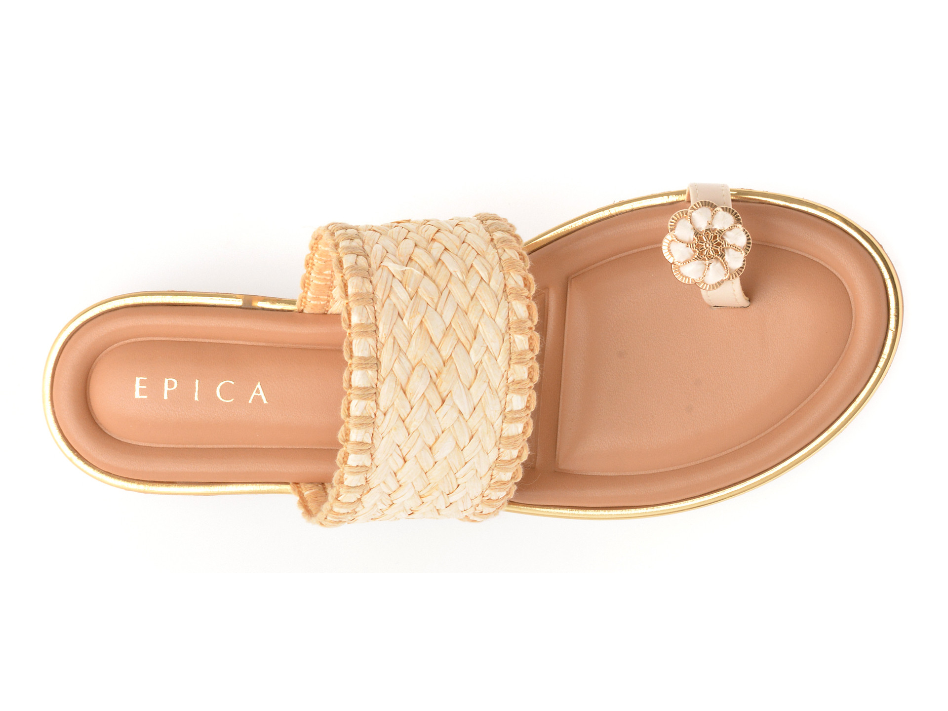 Papuci EPICA bej, 82959, din material textil
