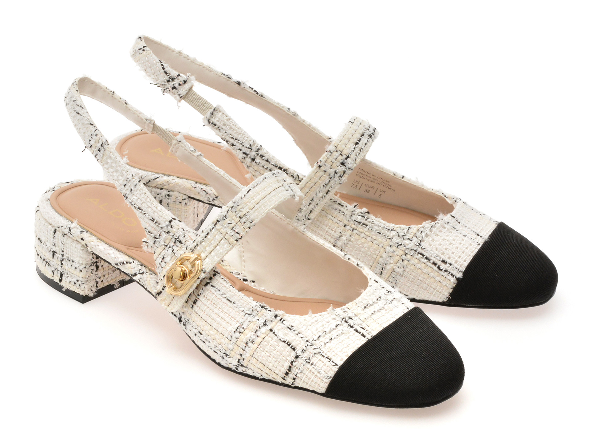 Pantofi ALDO alb-negru, AGATHE 122, din material textil