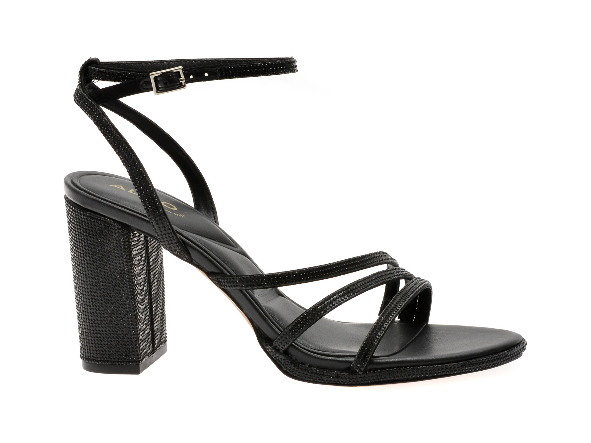 Sandale elegante ALDO negre, CHICGLOW 001, din material textil