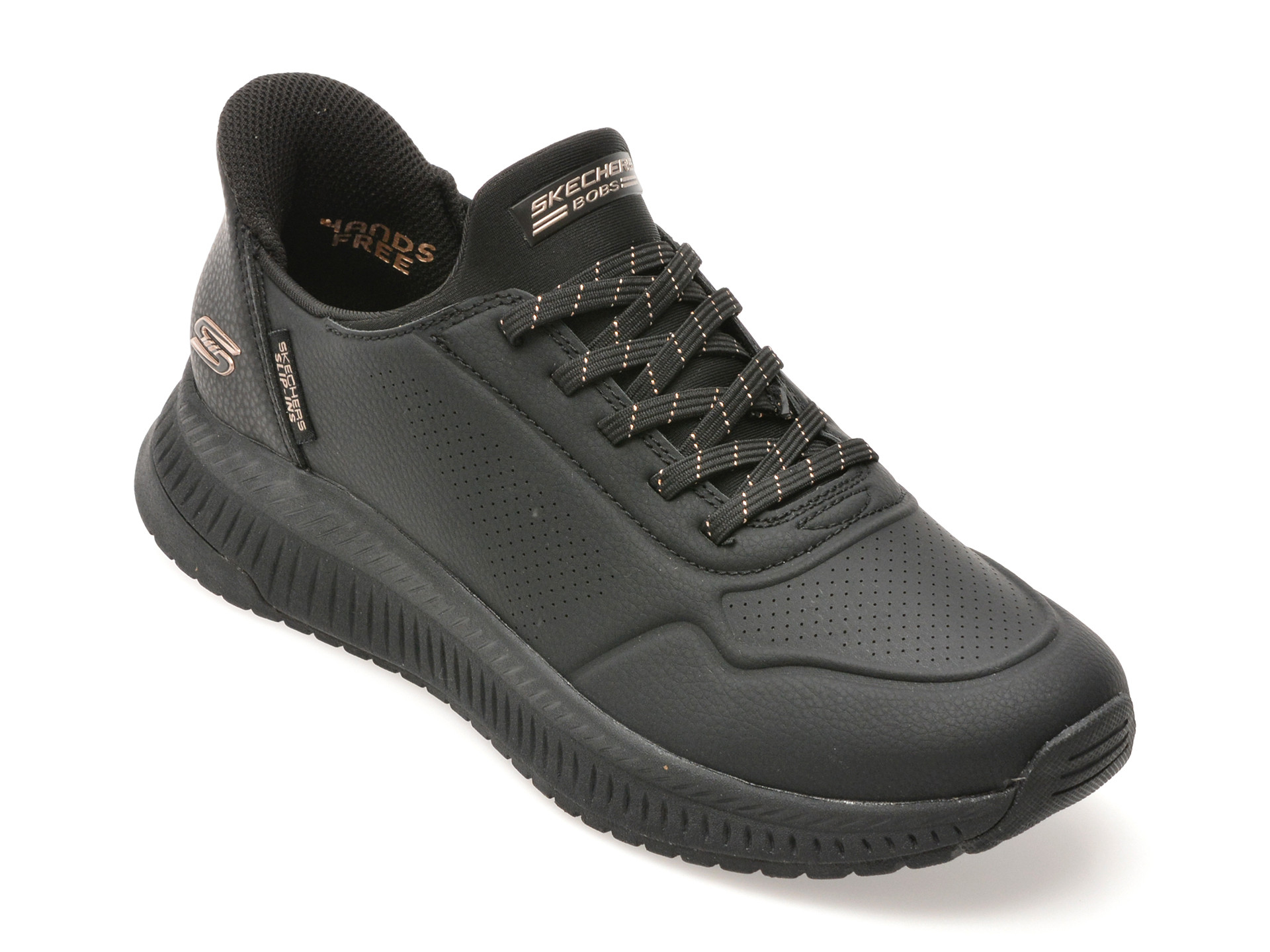 Pantofi sport SKECHERS negri, BOBS SQUAD 4, din piele ecologica