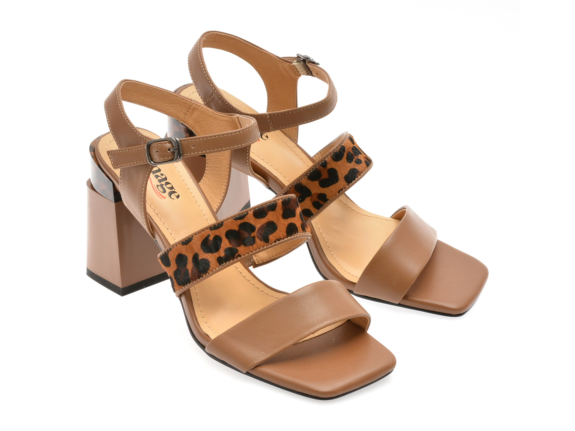 Sandale IMAGE maro, K996, din piele naturala