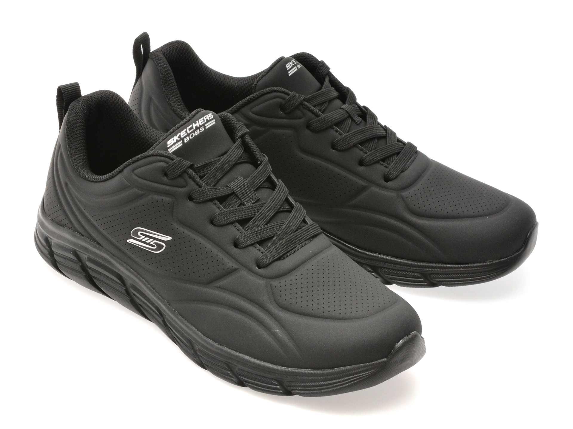 Pantofi sport SKECHERS negri, BOBS B FLEX LO, din piele ecologica