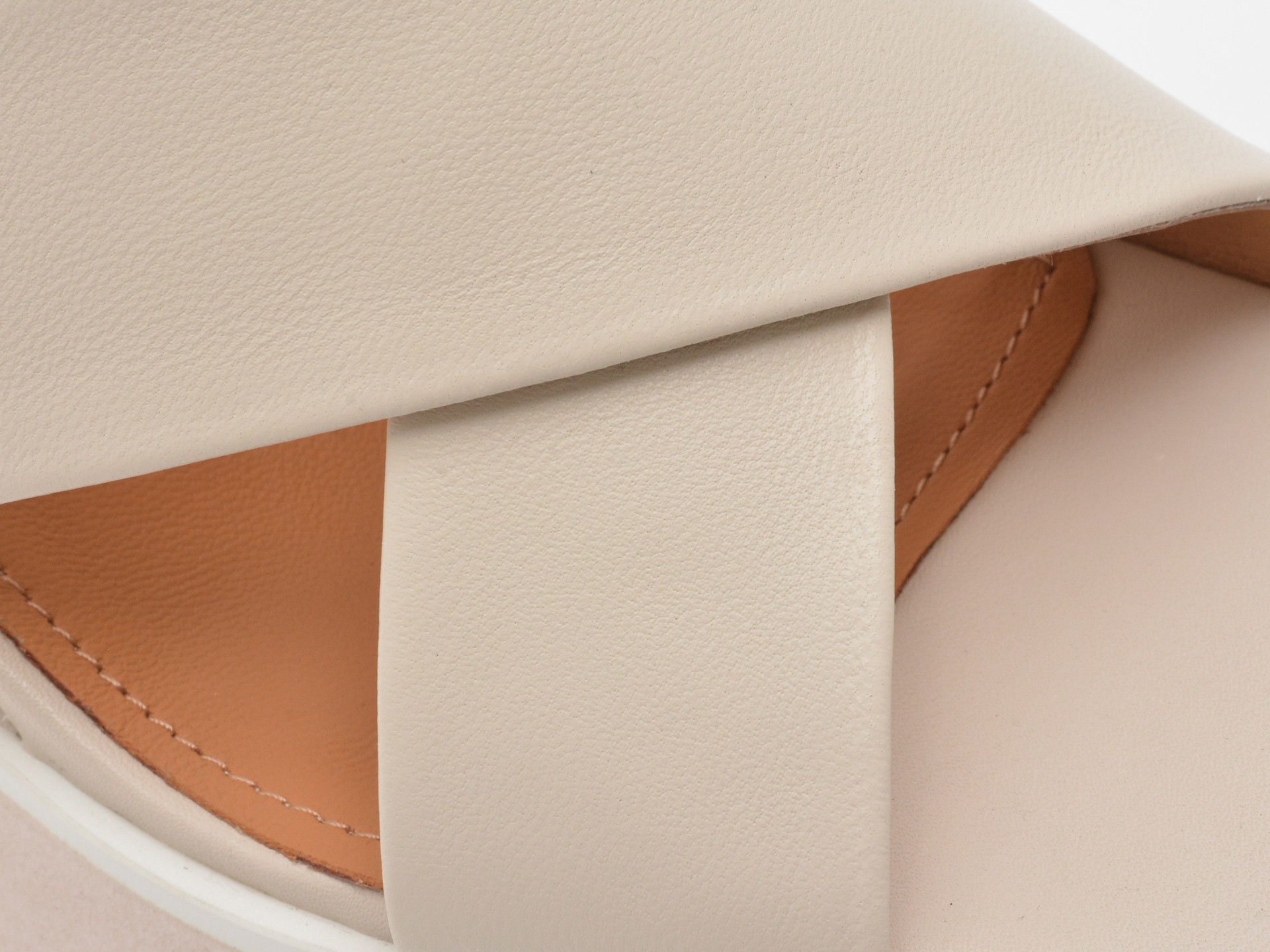 Sandale IMAGE albe, H65, din piele naturala