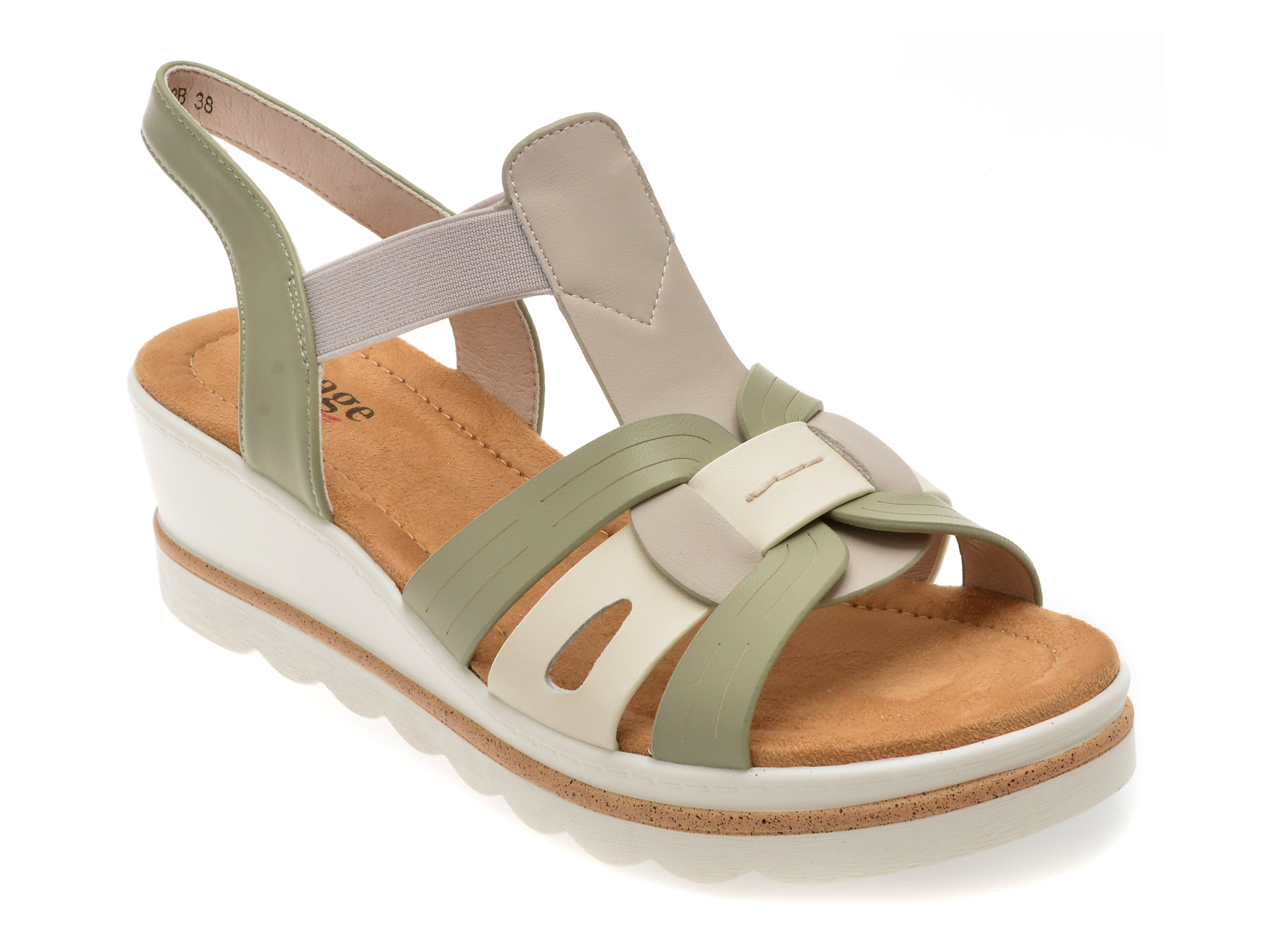 Sandale IMAGE verzi, 1152H15, din piele naturala